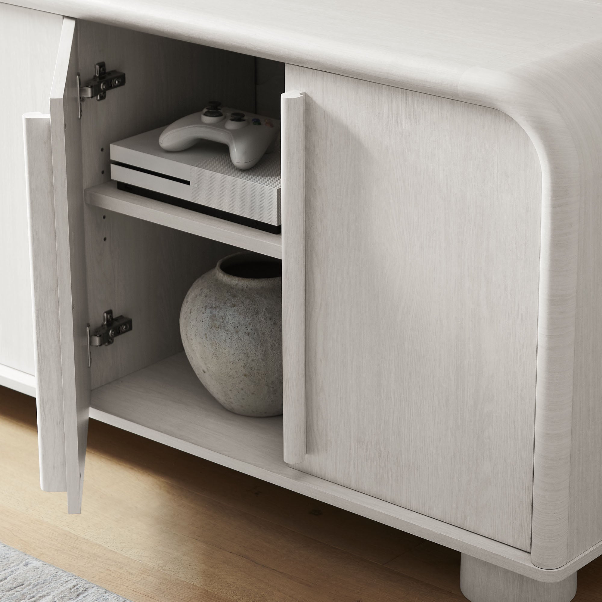 Bellamy Curved 4-Door Sideboard Cabinet, Ash