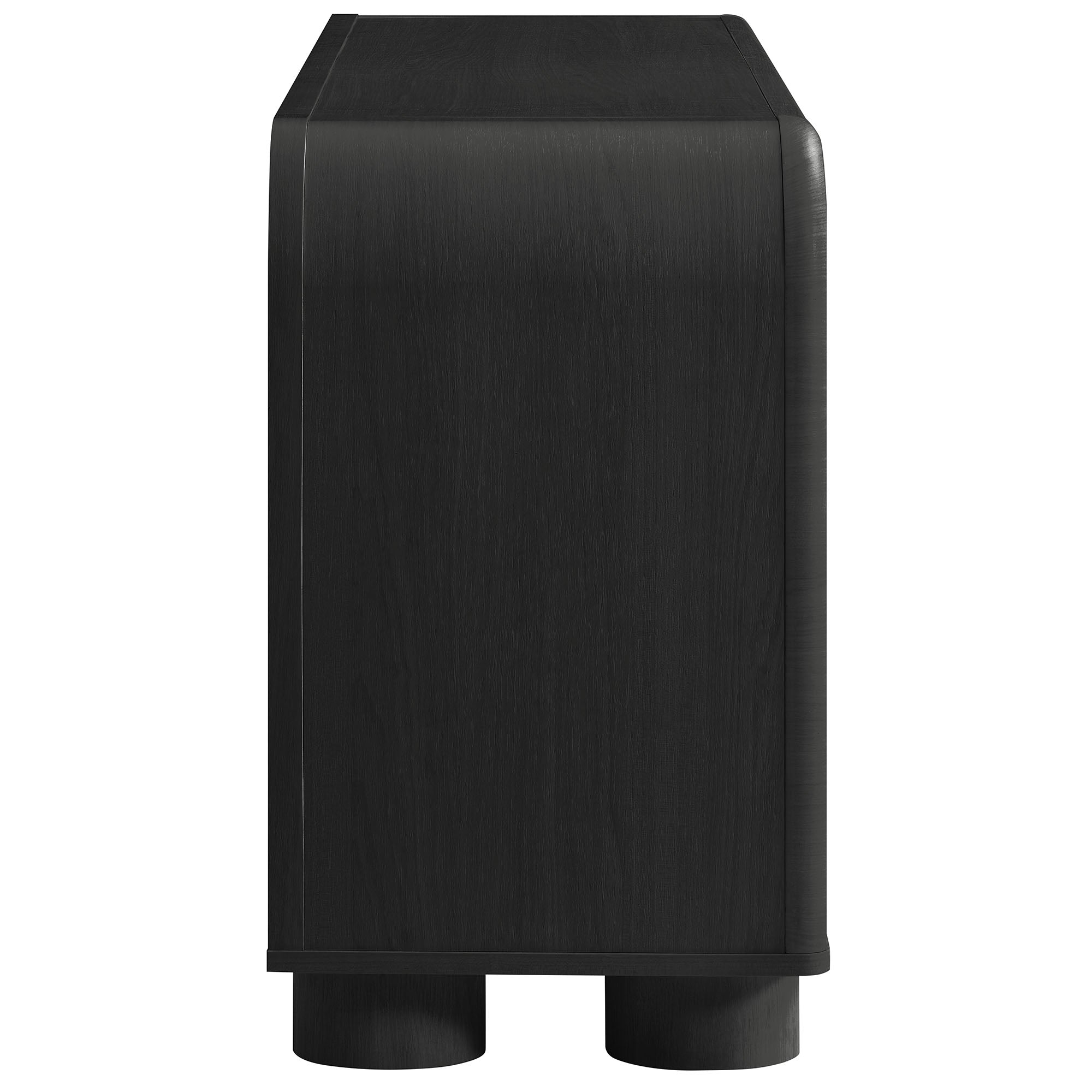 Bellamy Curved 4-Door Sideboard Cabinet, Black Oak