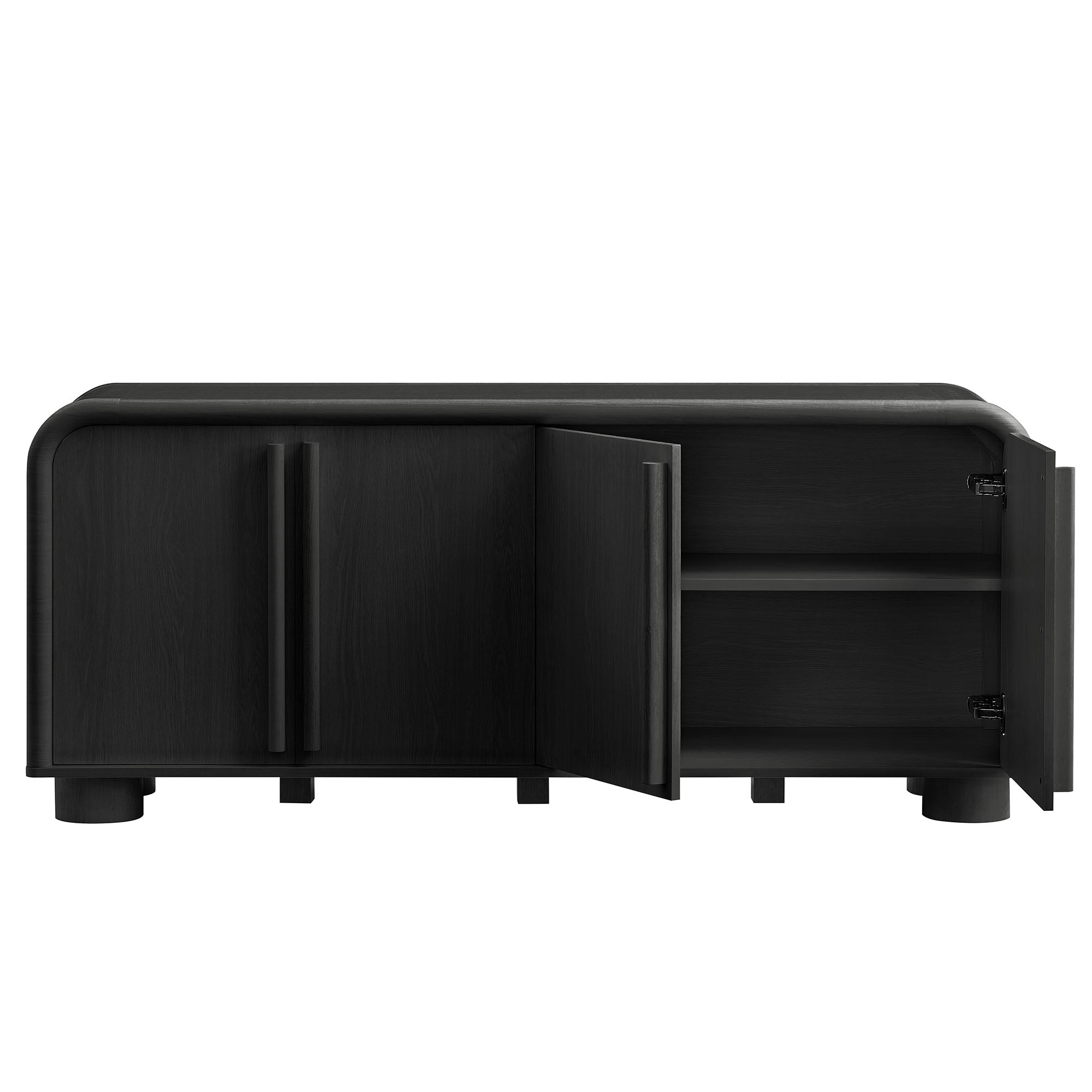 Bellamy Curved 4-Door Sideboard Cabinet, Black Oak