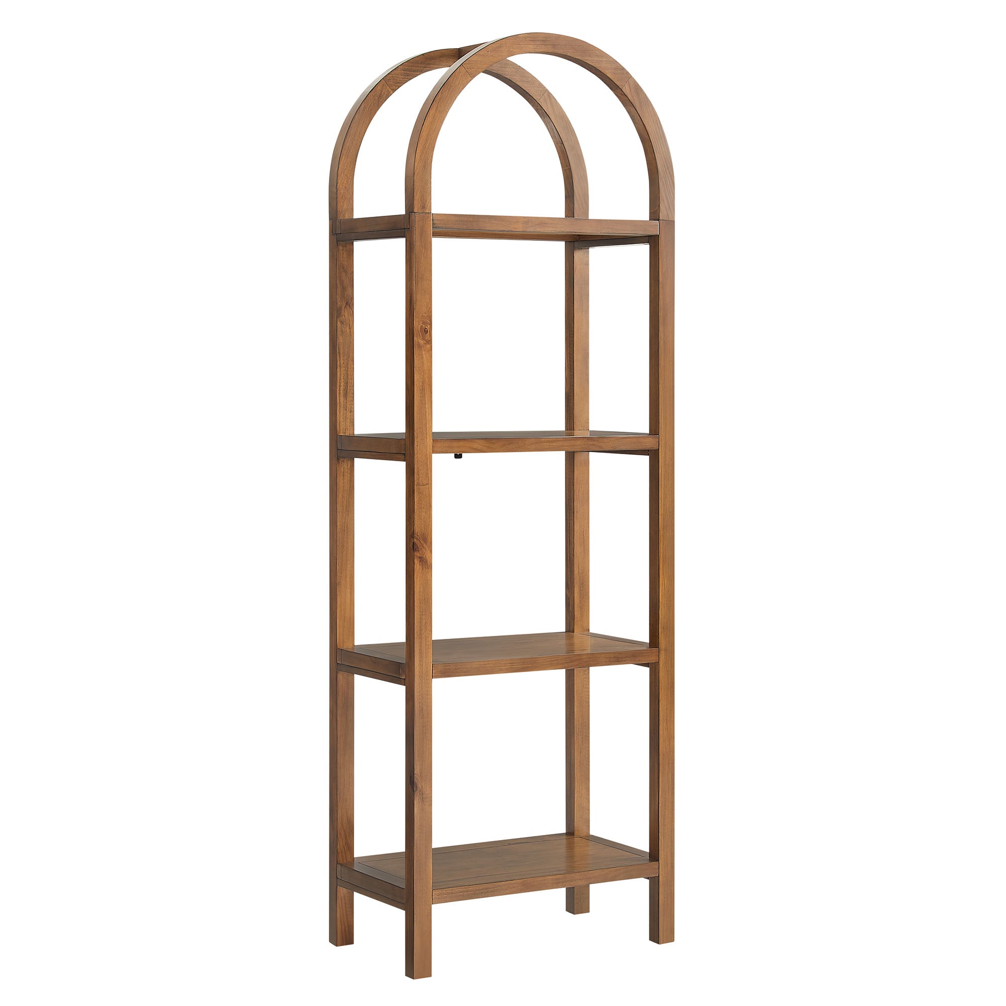 Vexley 72 Inch Tall Narrow Arched Bookshelf, Walnut