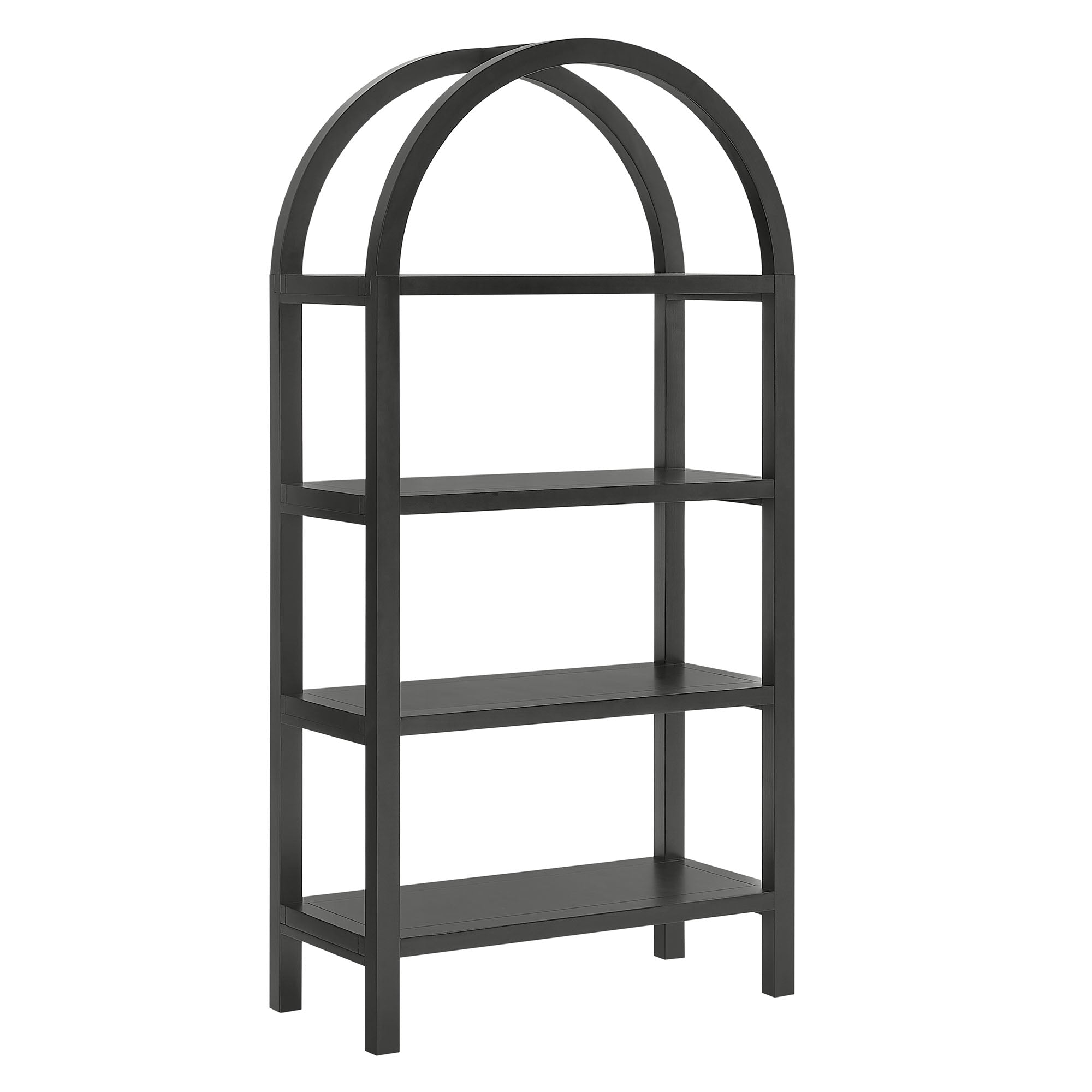 Vexley 60 Inch Arched Bookshelf, Black