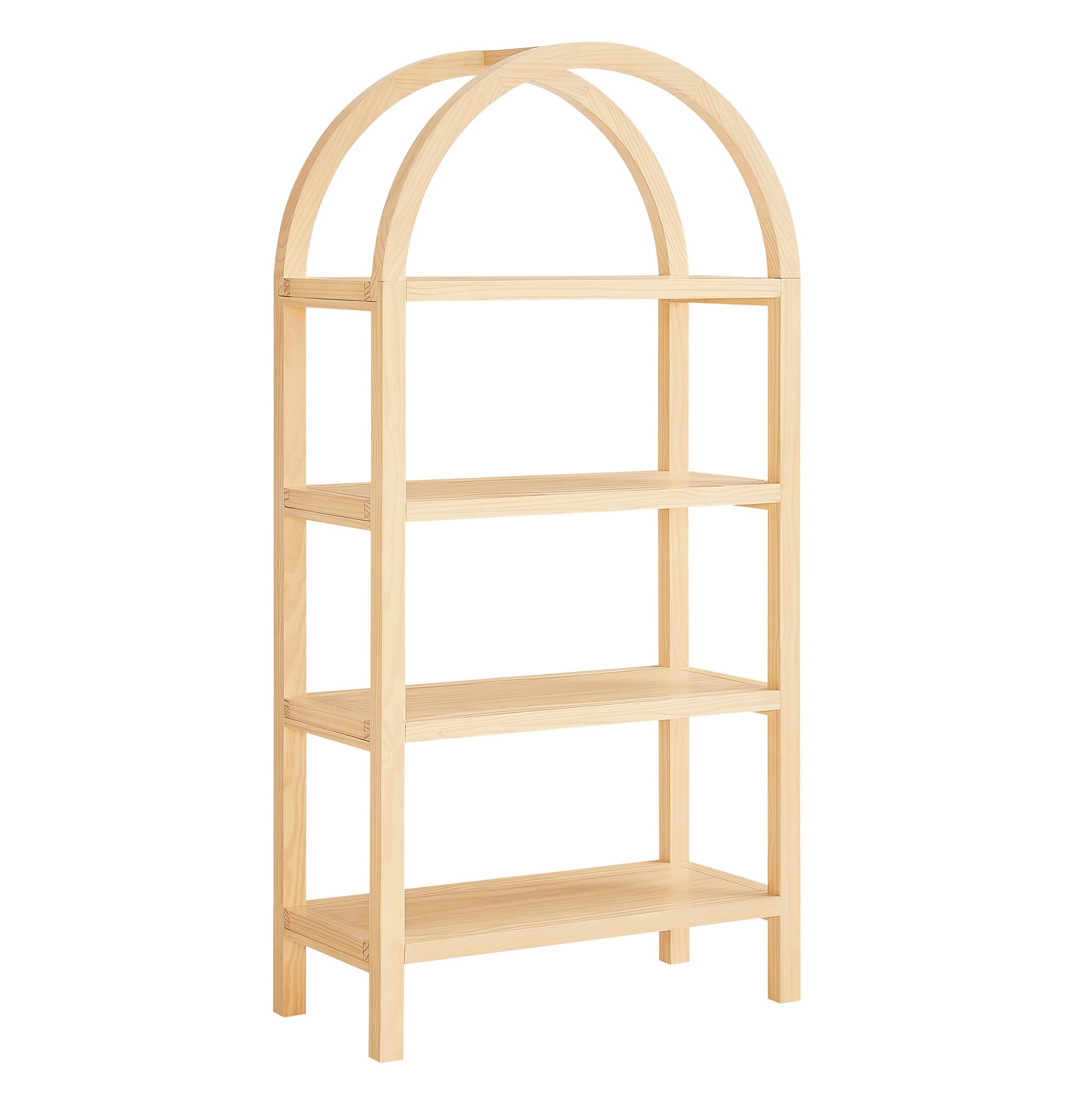 Vexley 60 Inch Arched Bookshelf, Natural