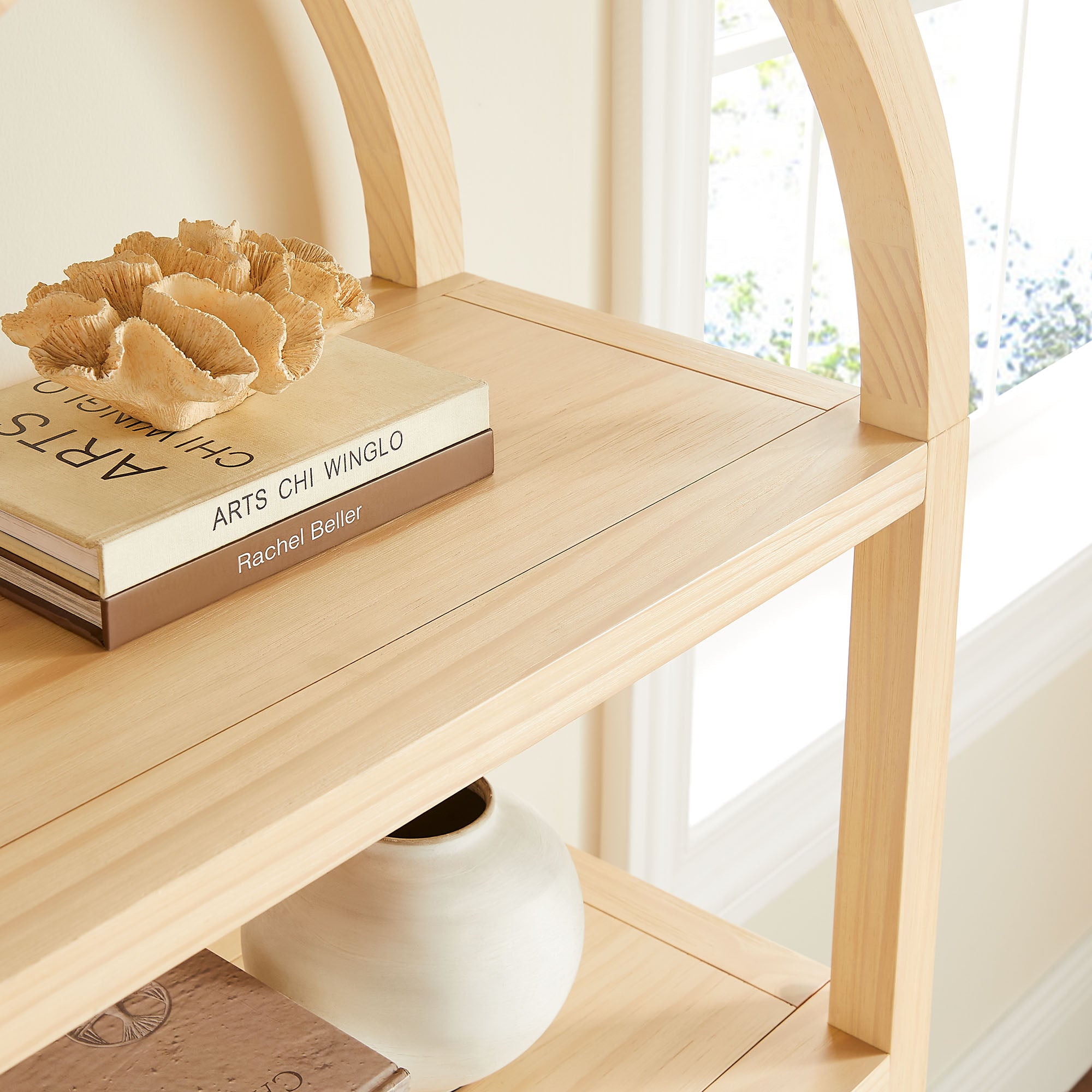 Vexley 60 Inch Arched Bookshelf, Natural