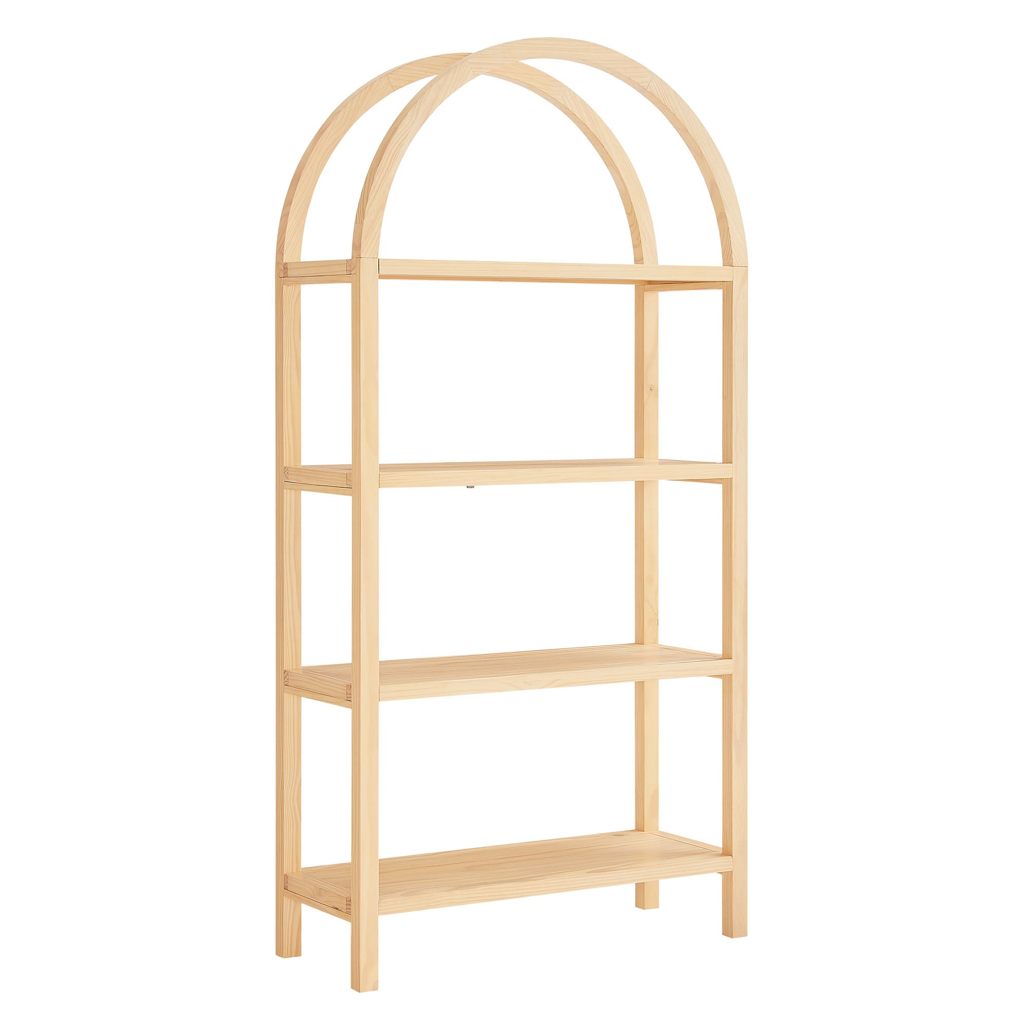 Vexley 72 Inch Large Arched Bookshelf, Natural