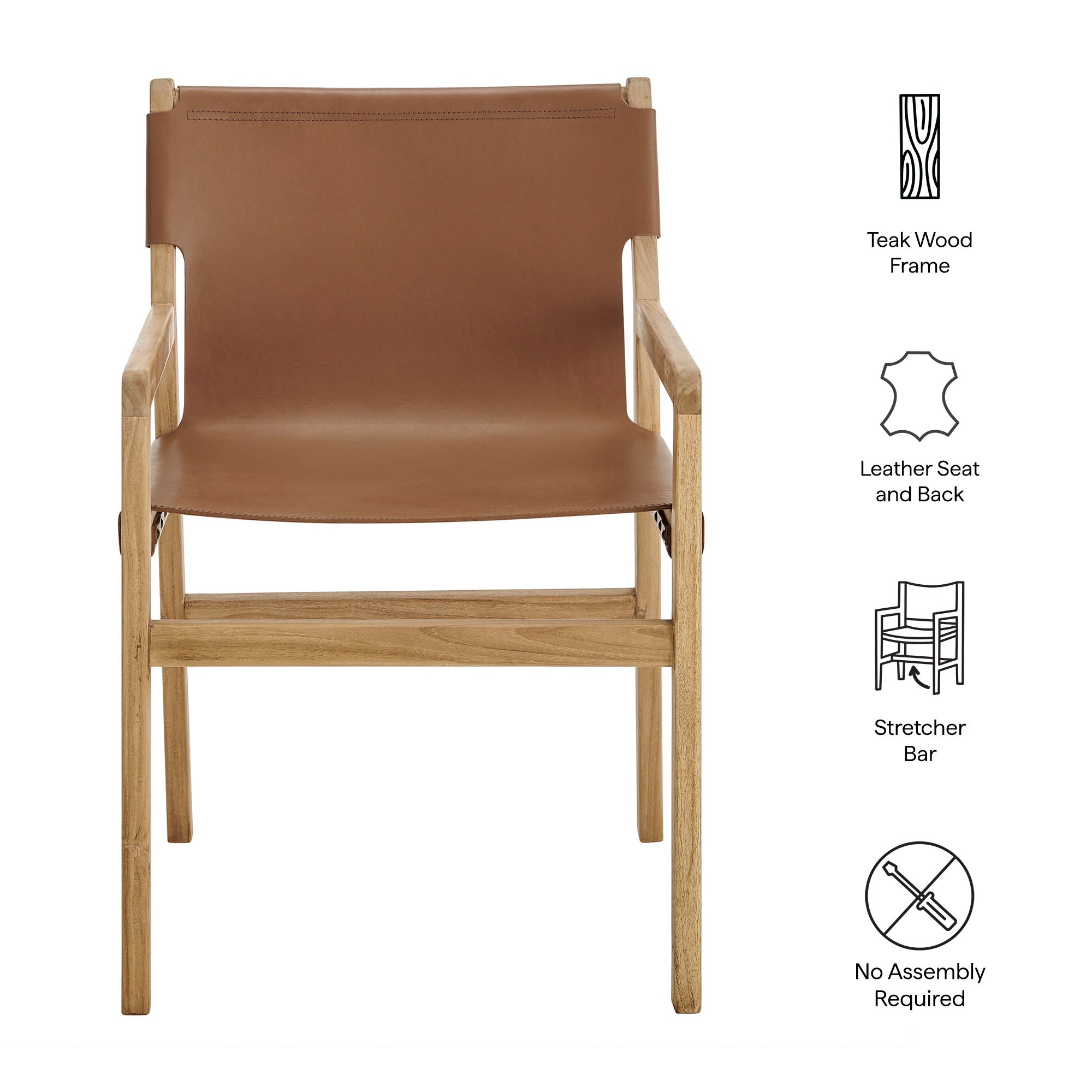 Sonora Leather Dining Chair, Chestnut Tan