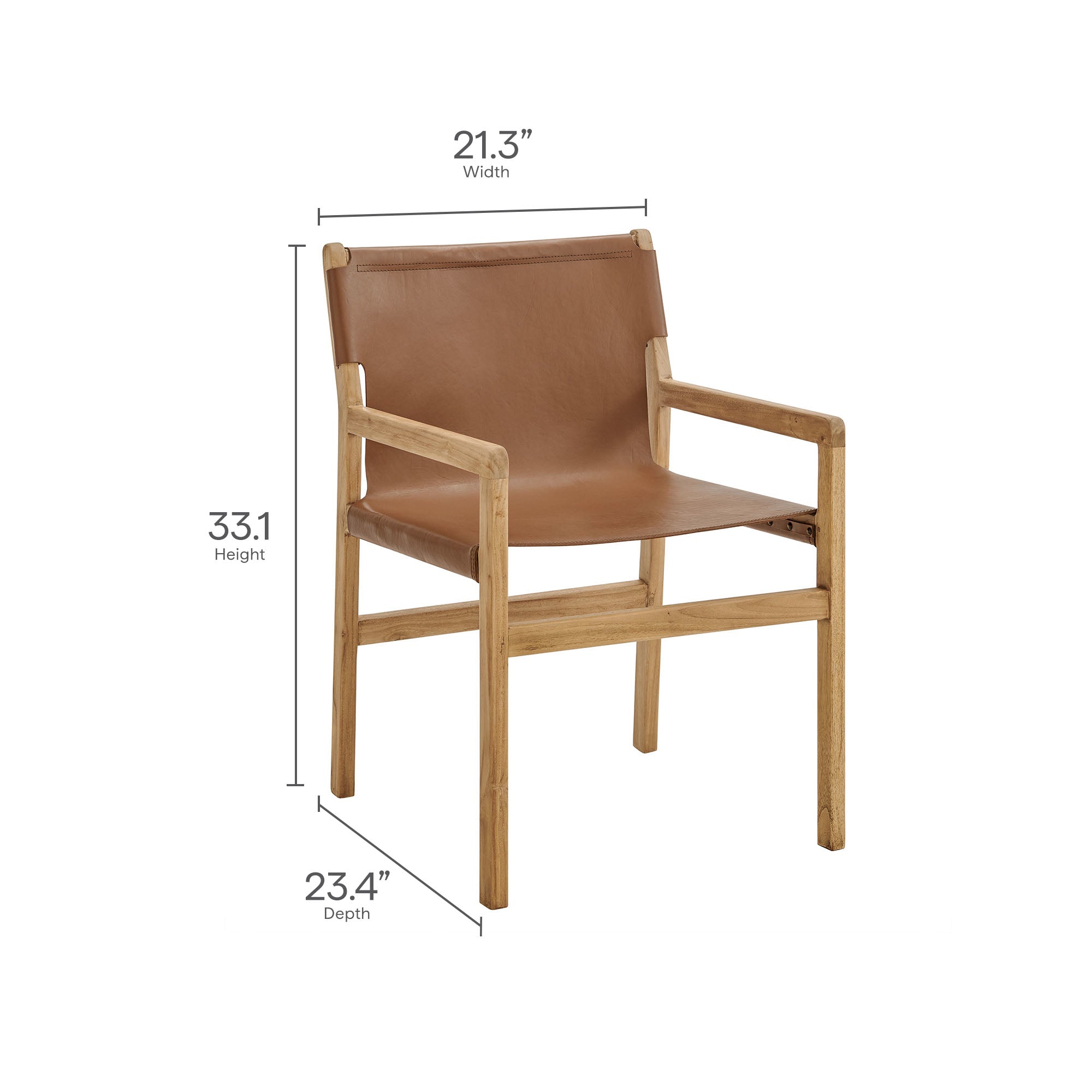 Sonora Leather Dining Chair, Chestnut Tan