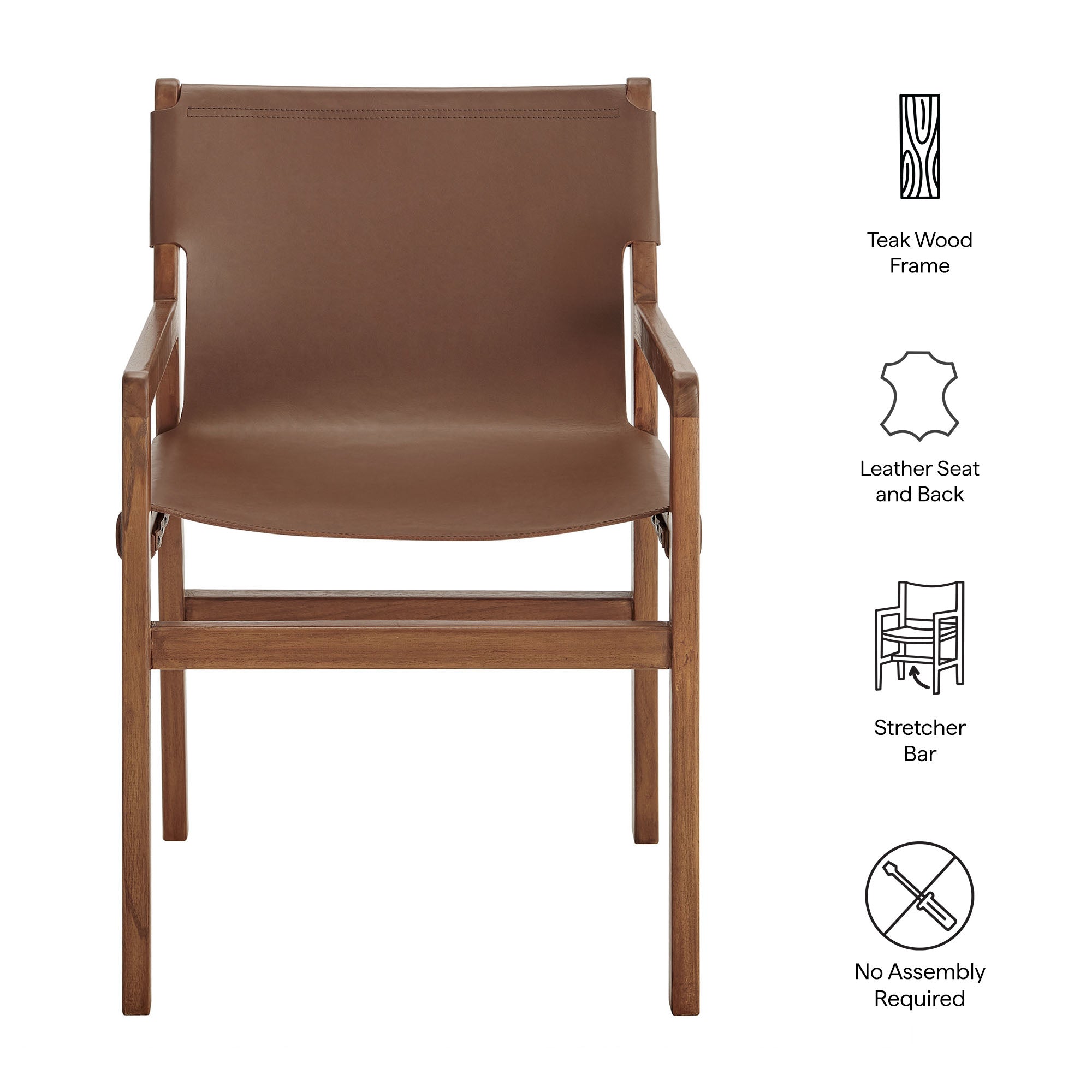 Sonora Leather Dining Chair, Nutmeg Brown