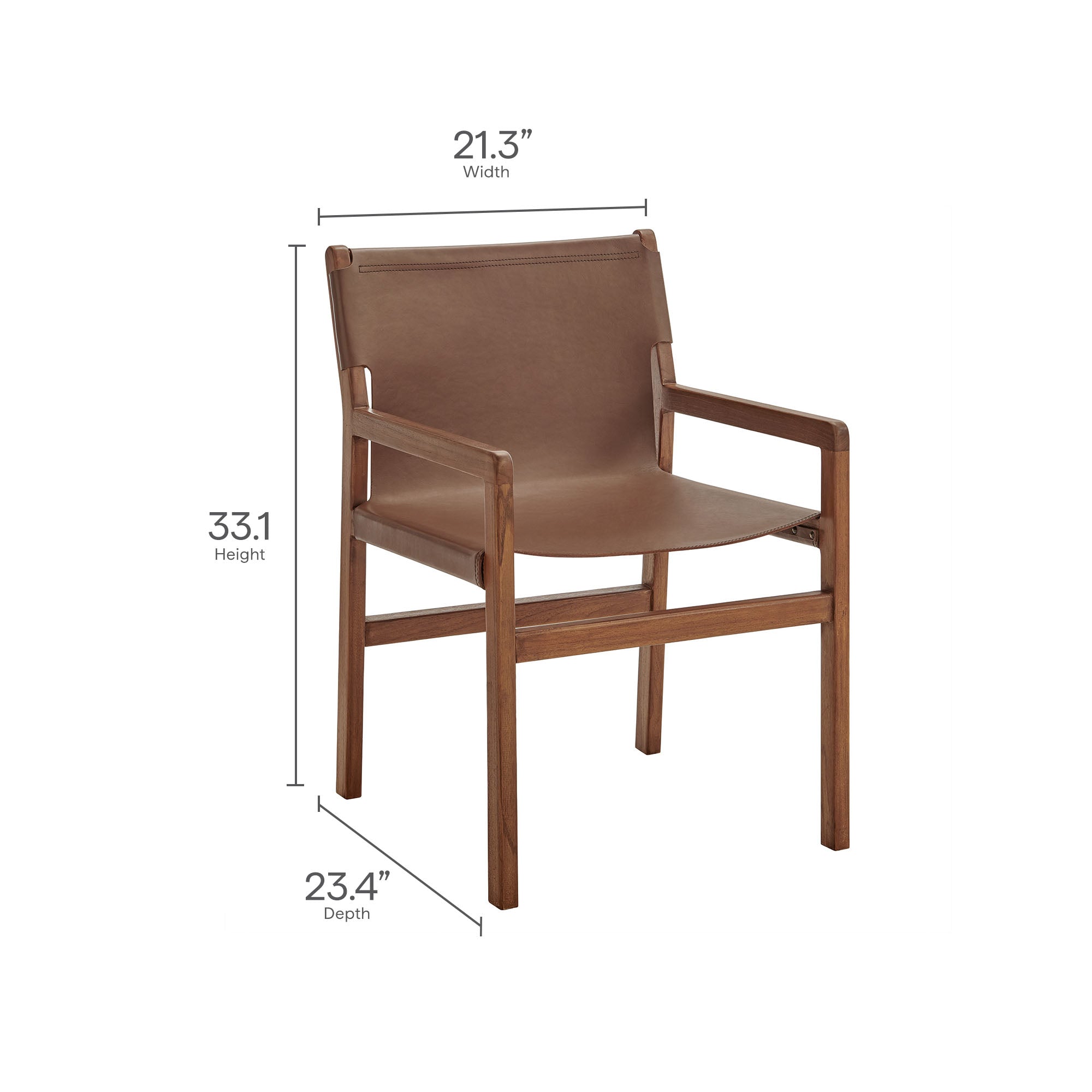 Sonora Leather Dining Chair, Nutmeg Brown