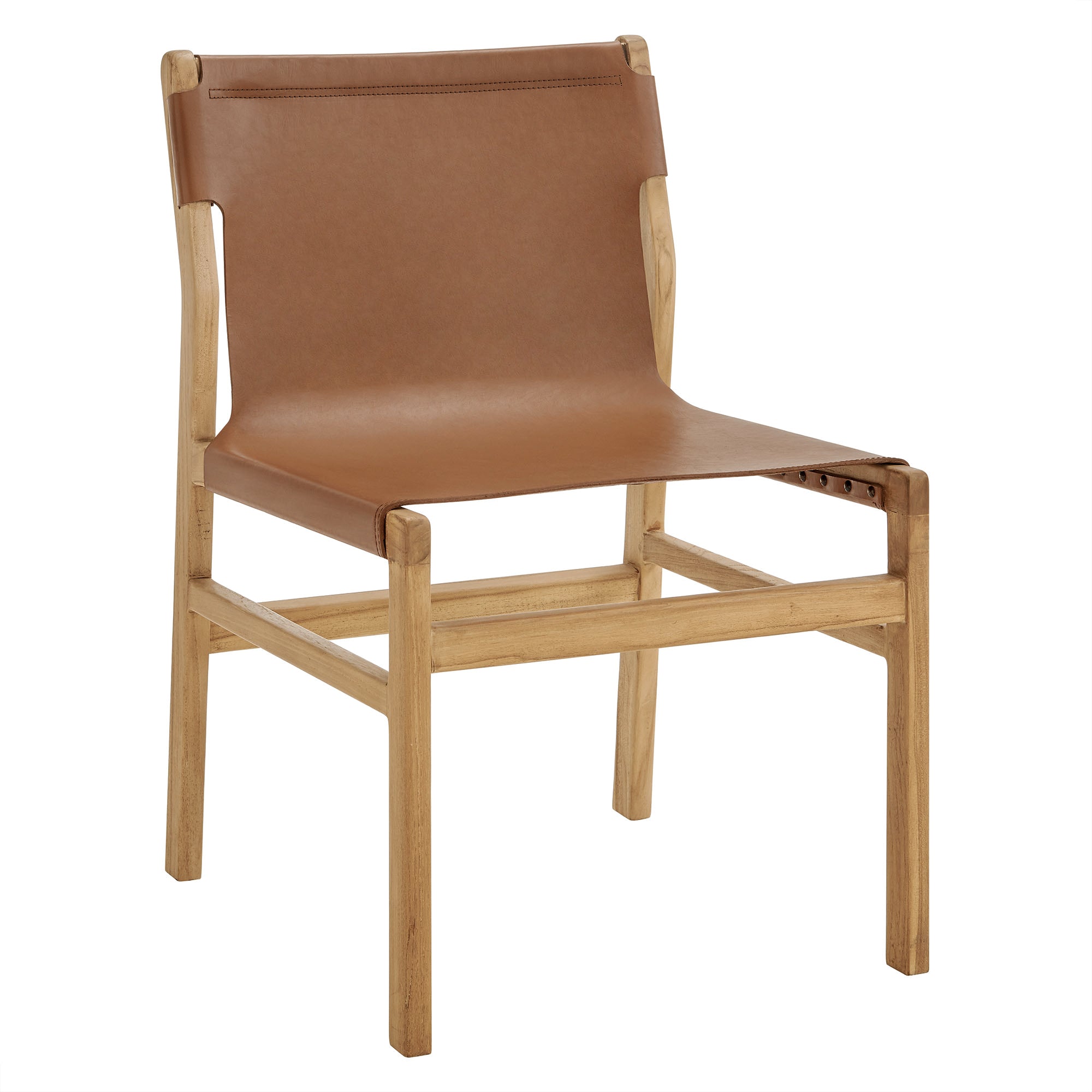 Sonora Leather Dining Side Chair, Chestnut Tan