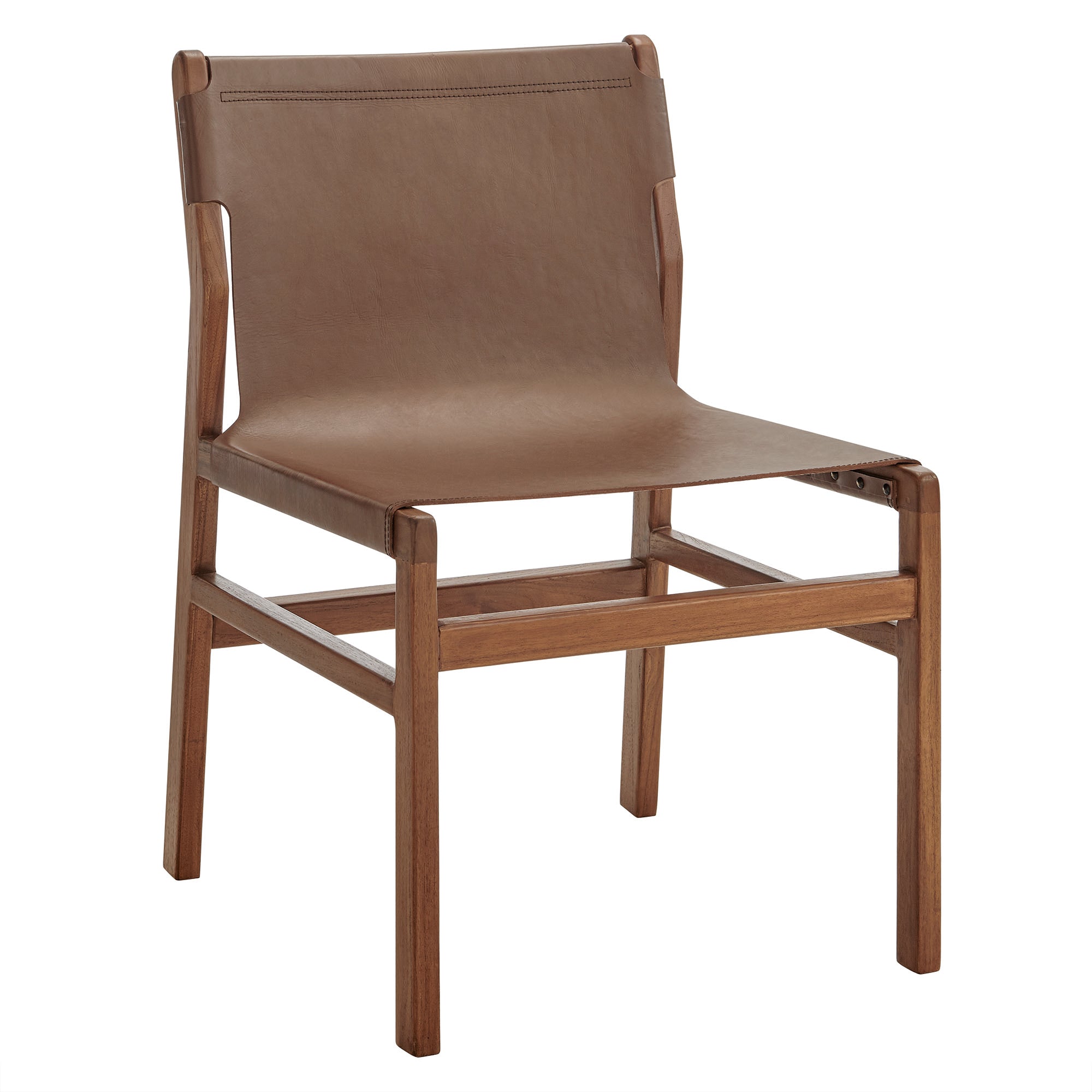Sonora Leather Dining Side Chair, Nutmeg Brown