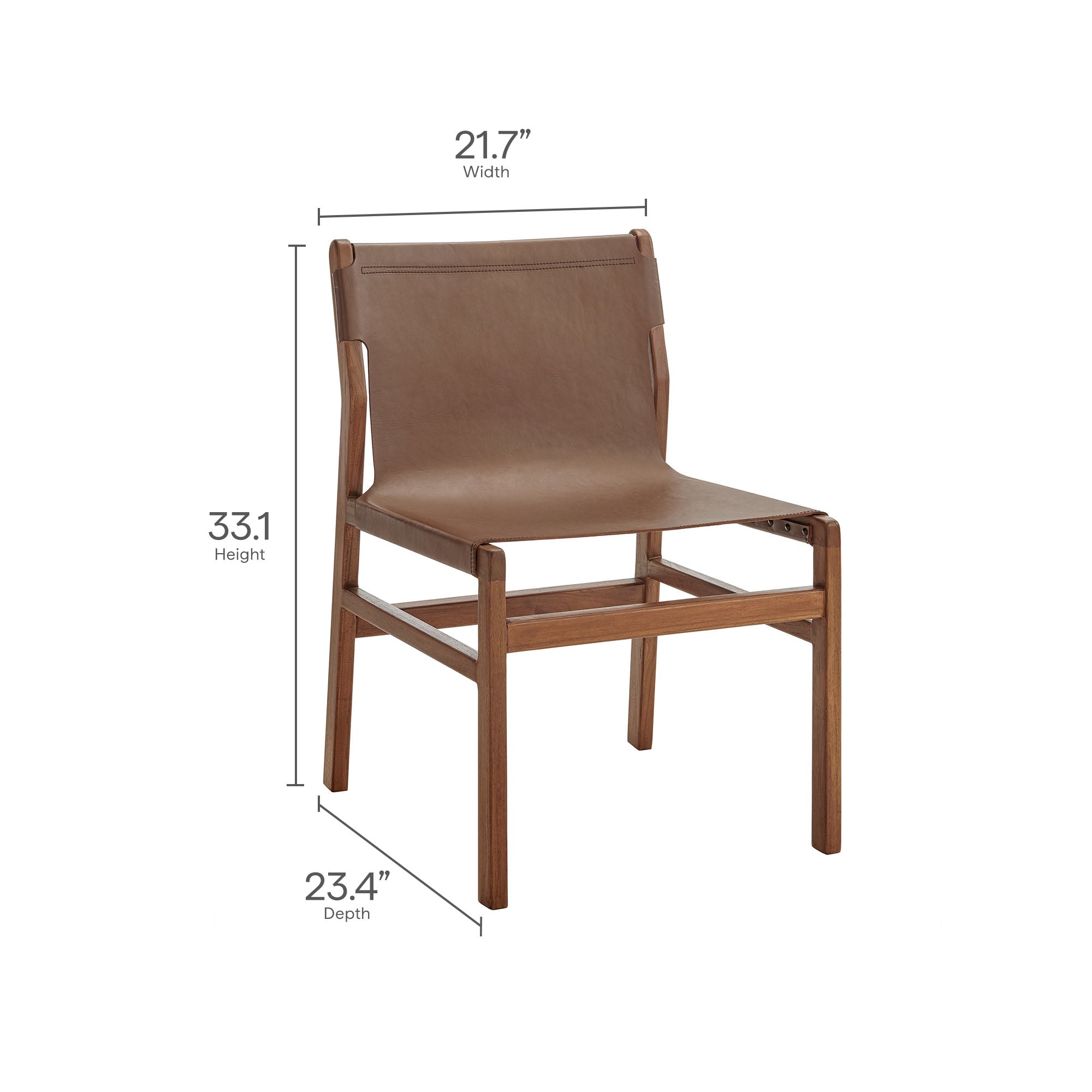 Sonora Leather Dining Side Chair, Nutmeg Brown