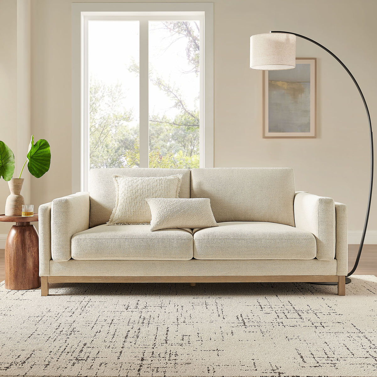 Roscoe 81 inch Fabric Sofa, Ivory