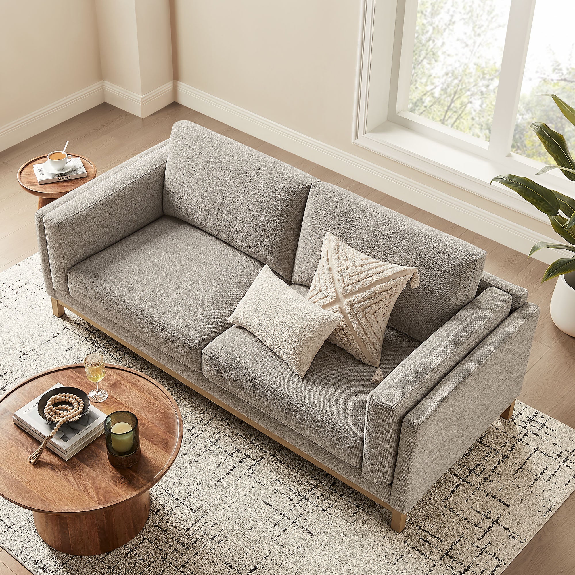 Roscoe 81 inch Fabric Sofa, Pewter