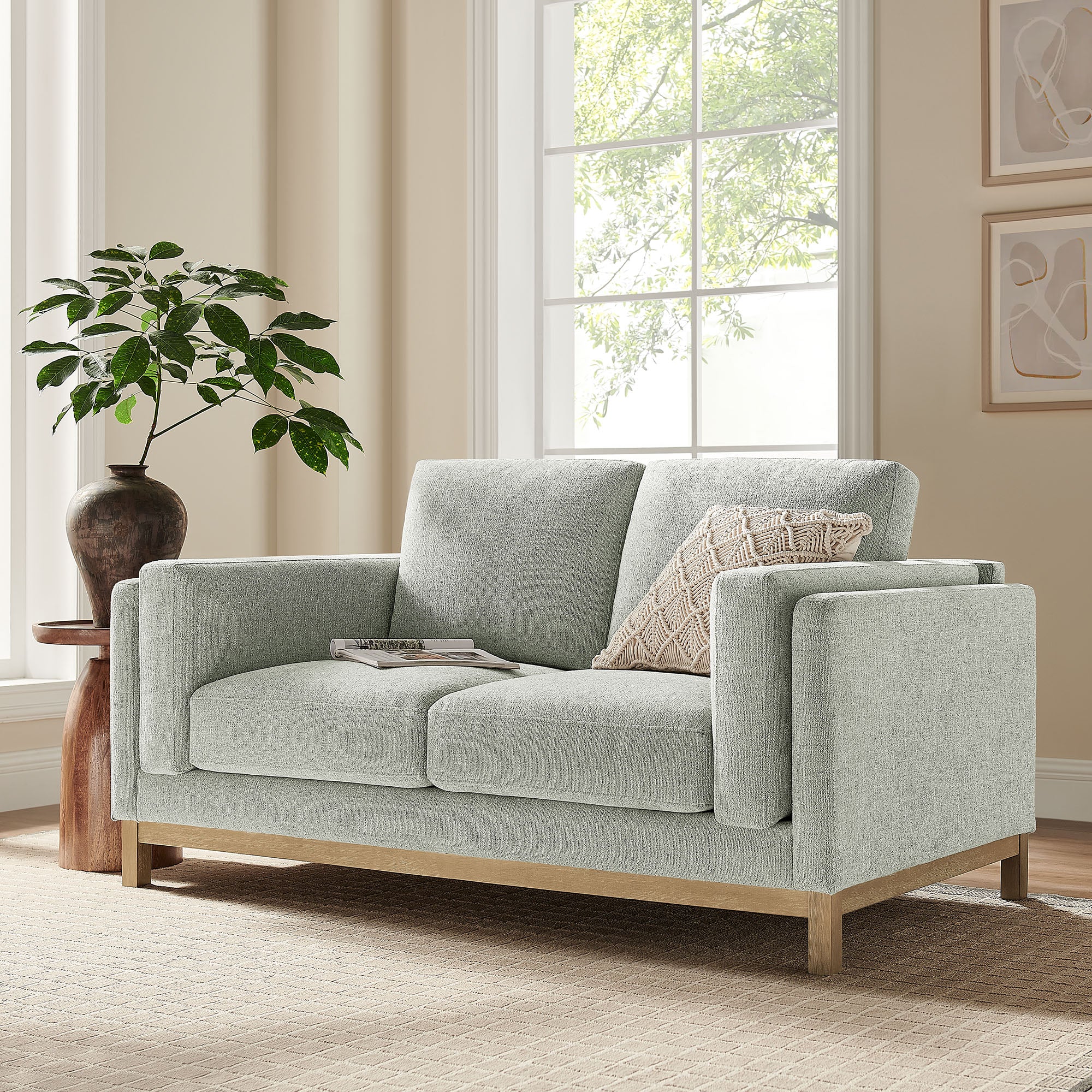 Roscoe 63 inch Fabric Loveseat, Mist