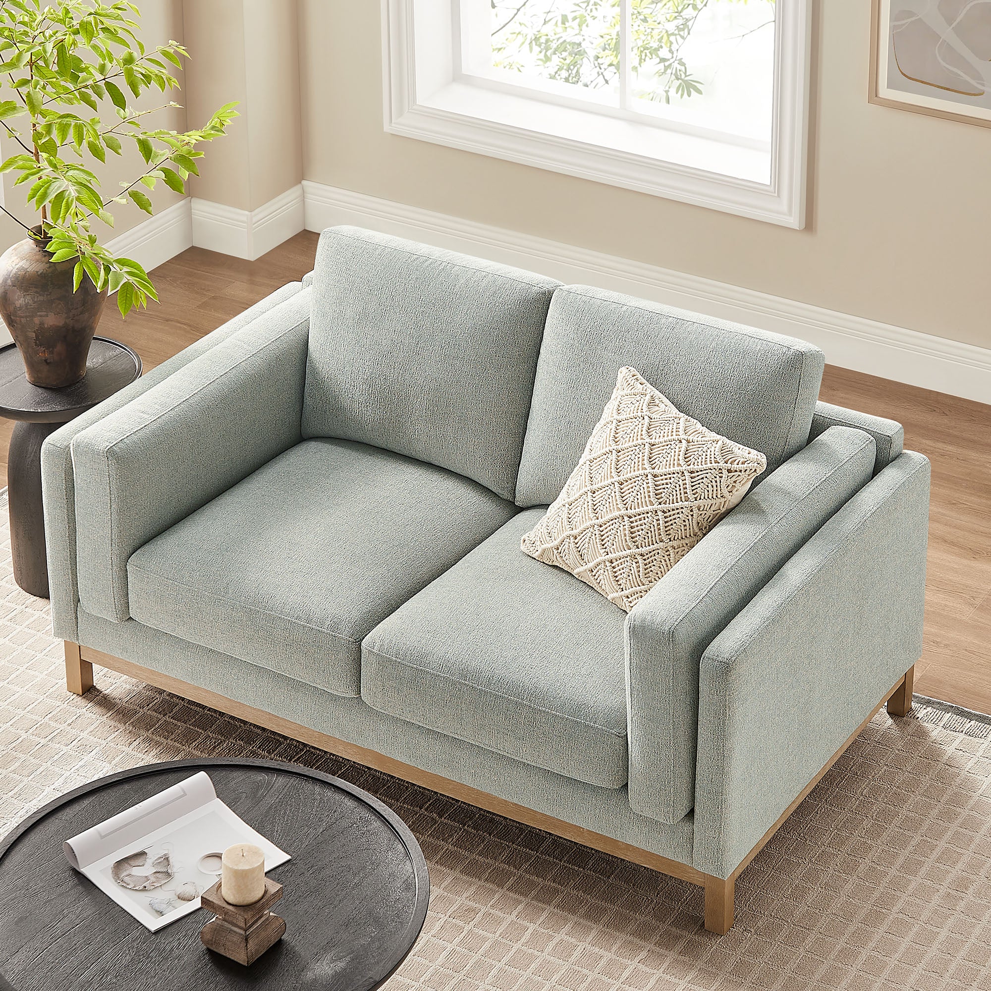 Roscoe 63 inch Fabric Loveseat, Mist
