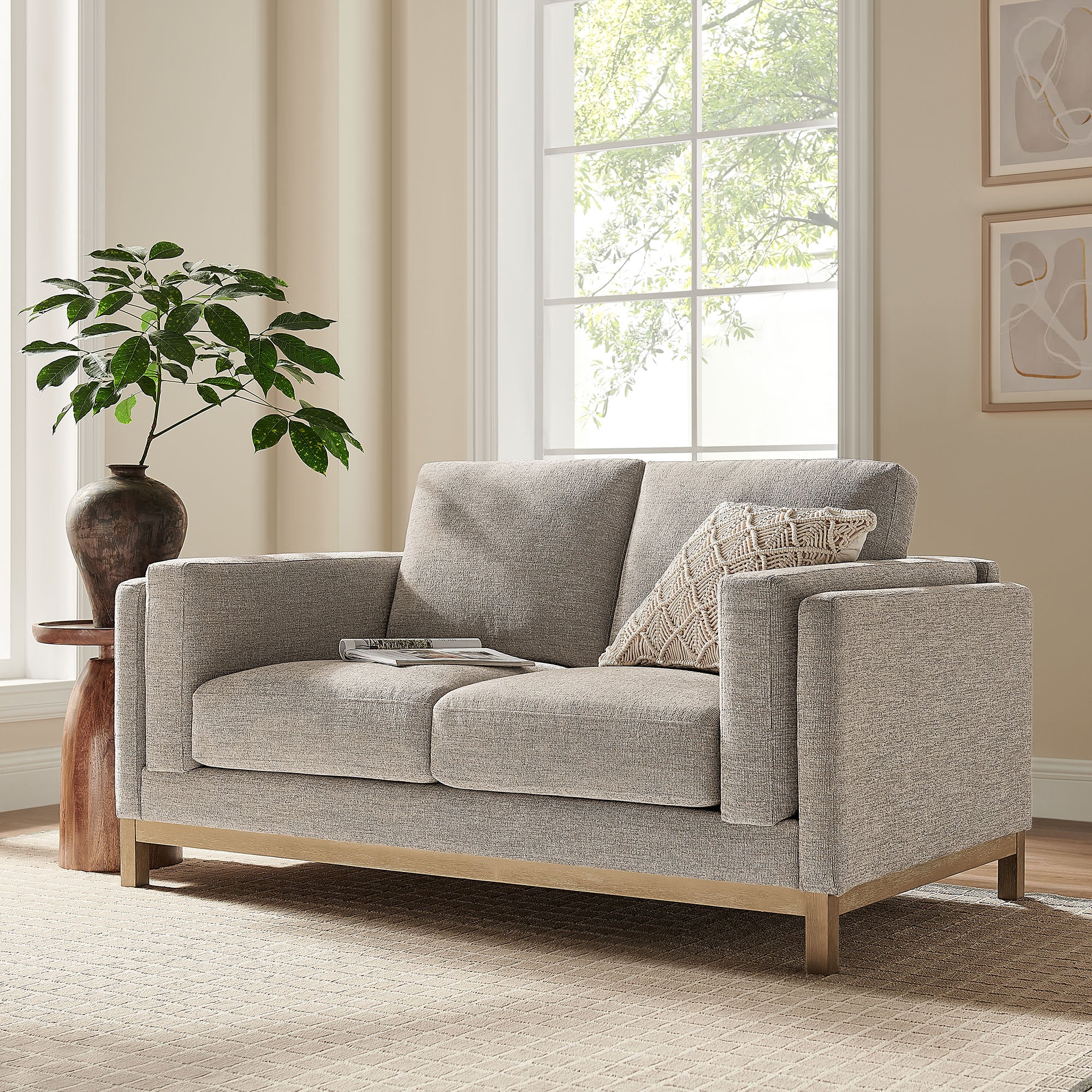 Roscoe 63 inch Fabric Loveseat, Pewter