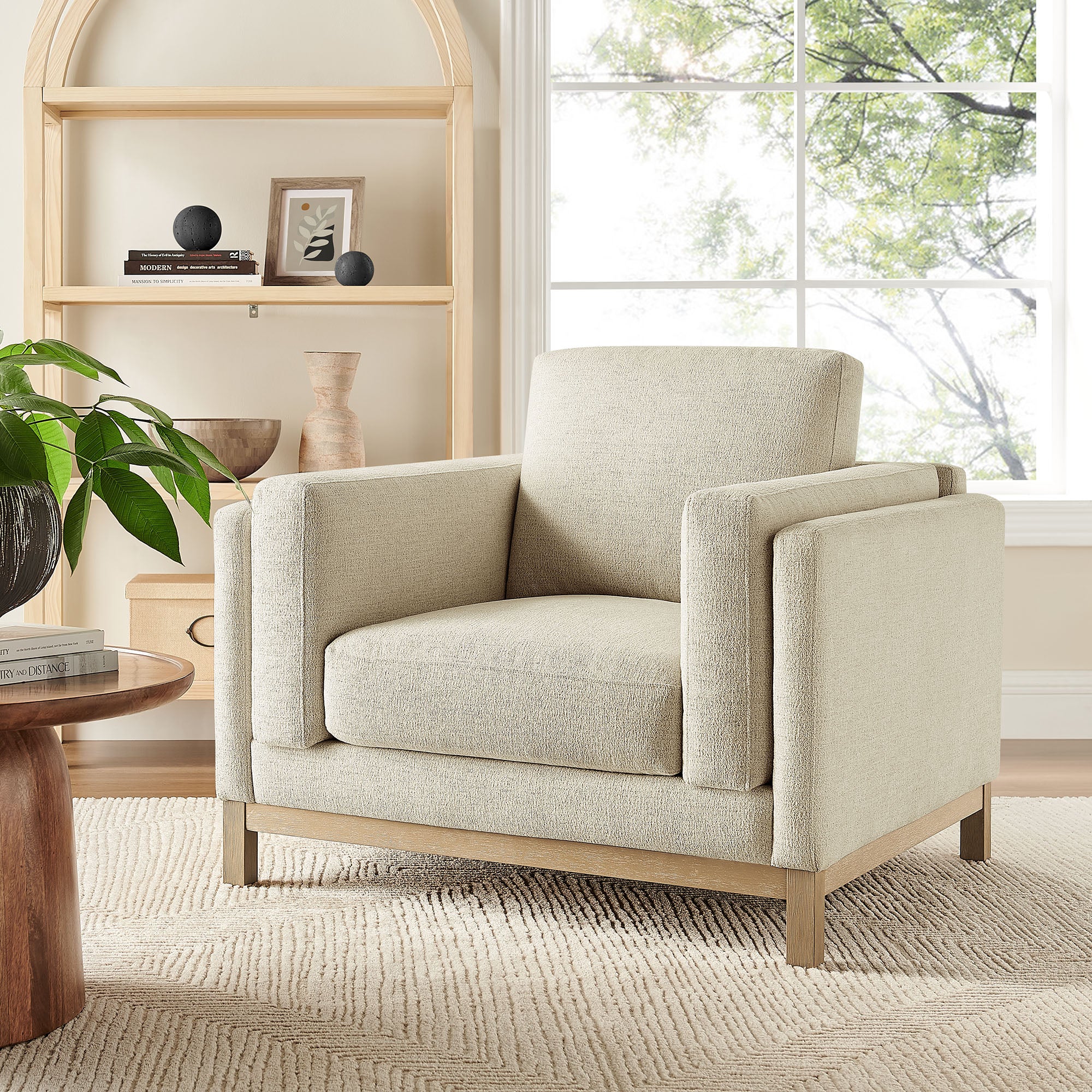 Roscoe Fabric Armchair, Ivory