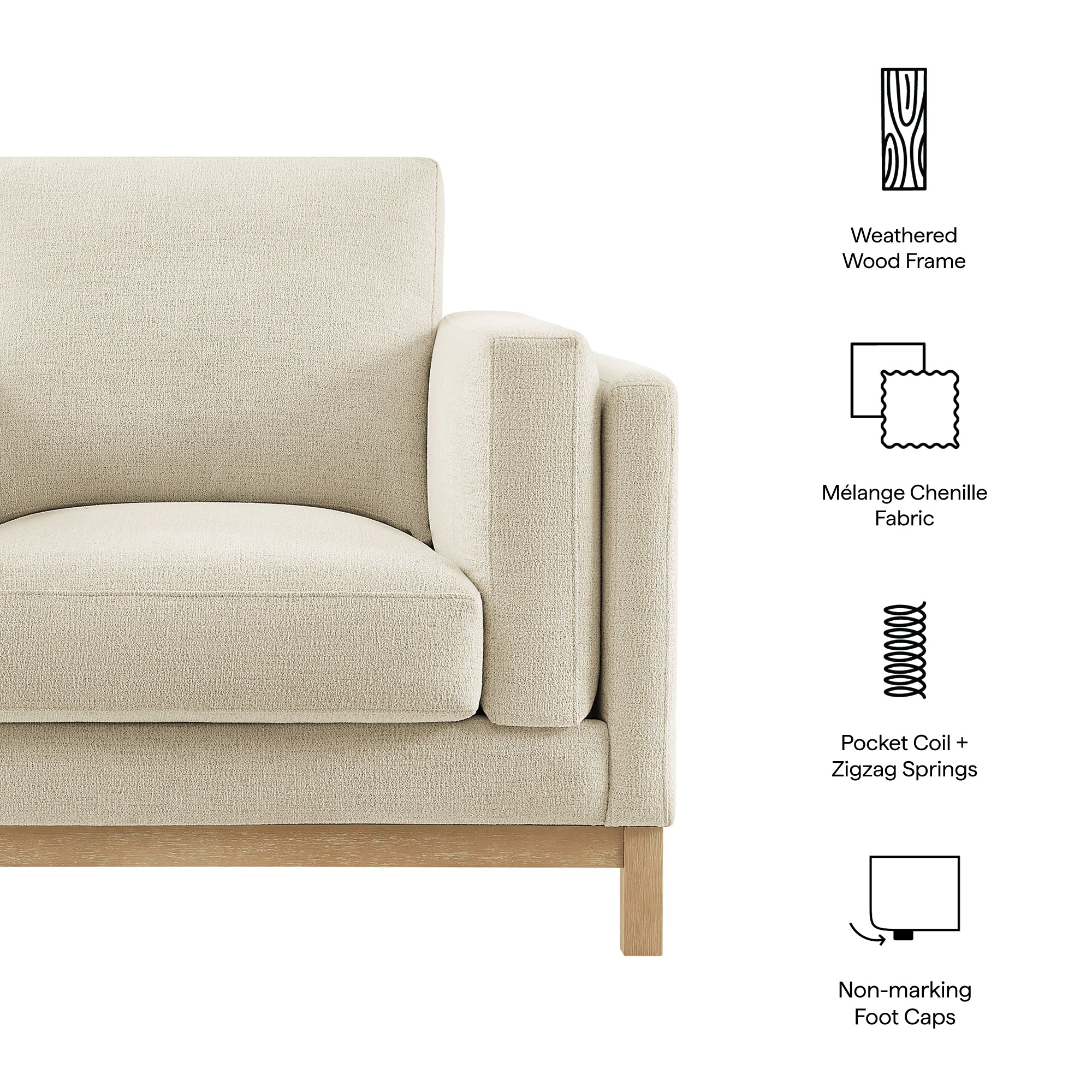 Roscoe Fabric Armchair, Ivory