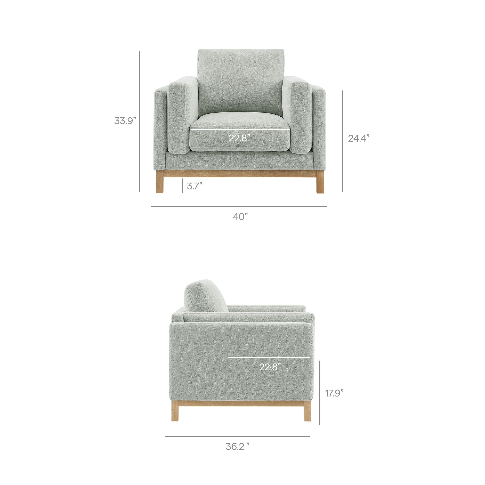 Roscoe Fabric Armchair, Mist