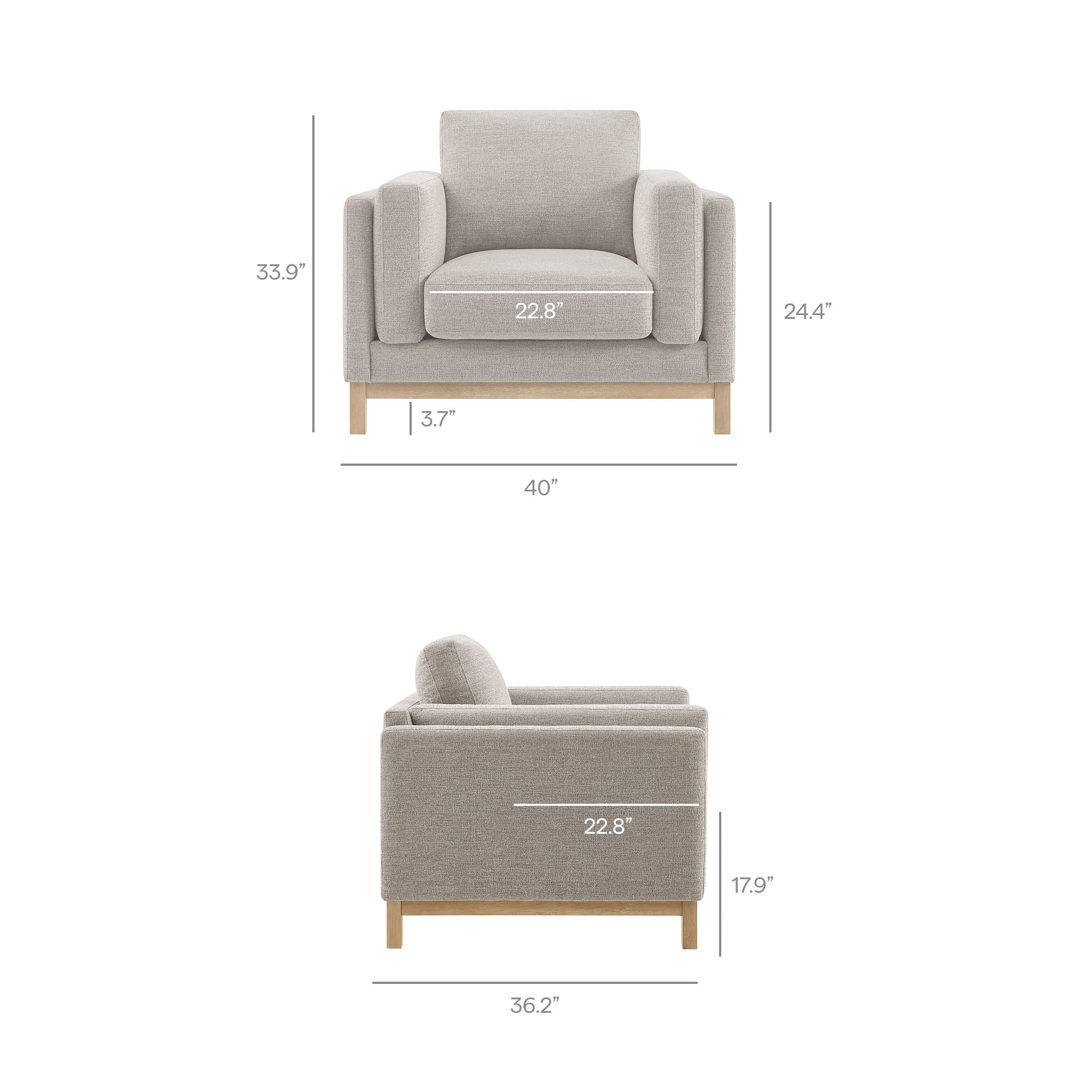 Roscoe Fabric Armchair, Pewter