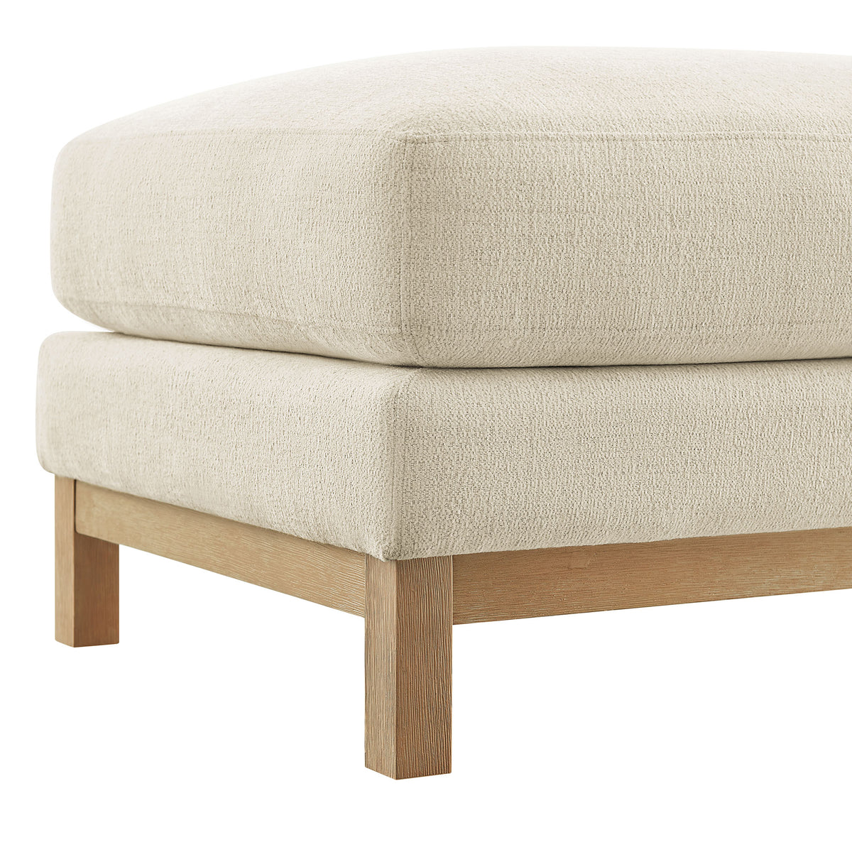 Roscoe Fabric Ottoman, Ivory