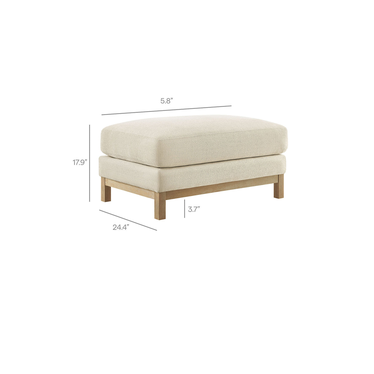 Roscoe Fabric Ottoman, Ivory