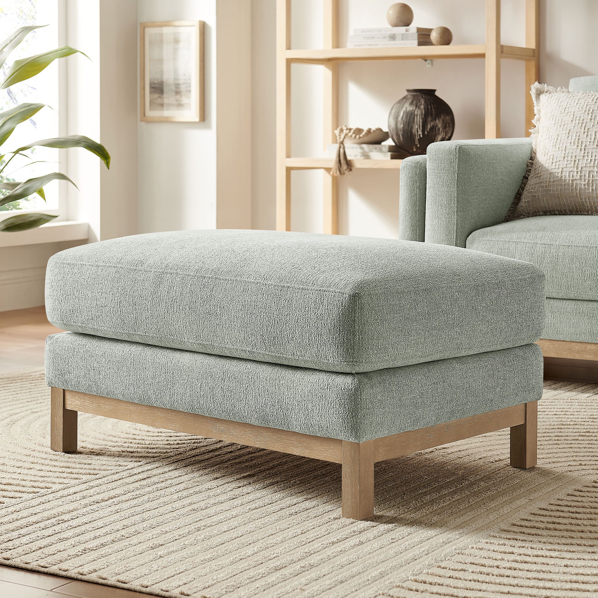 Roscoe Fabric Ottoman, Mist