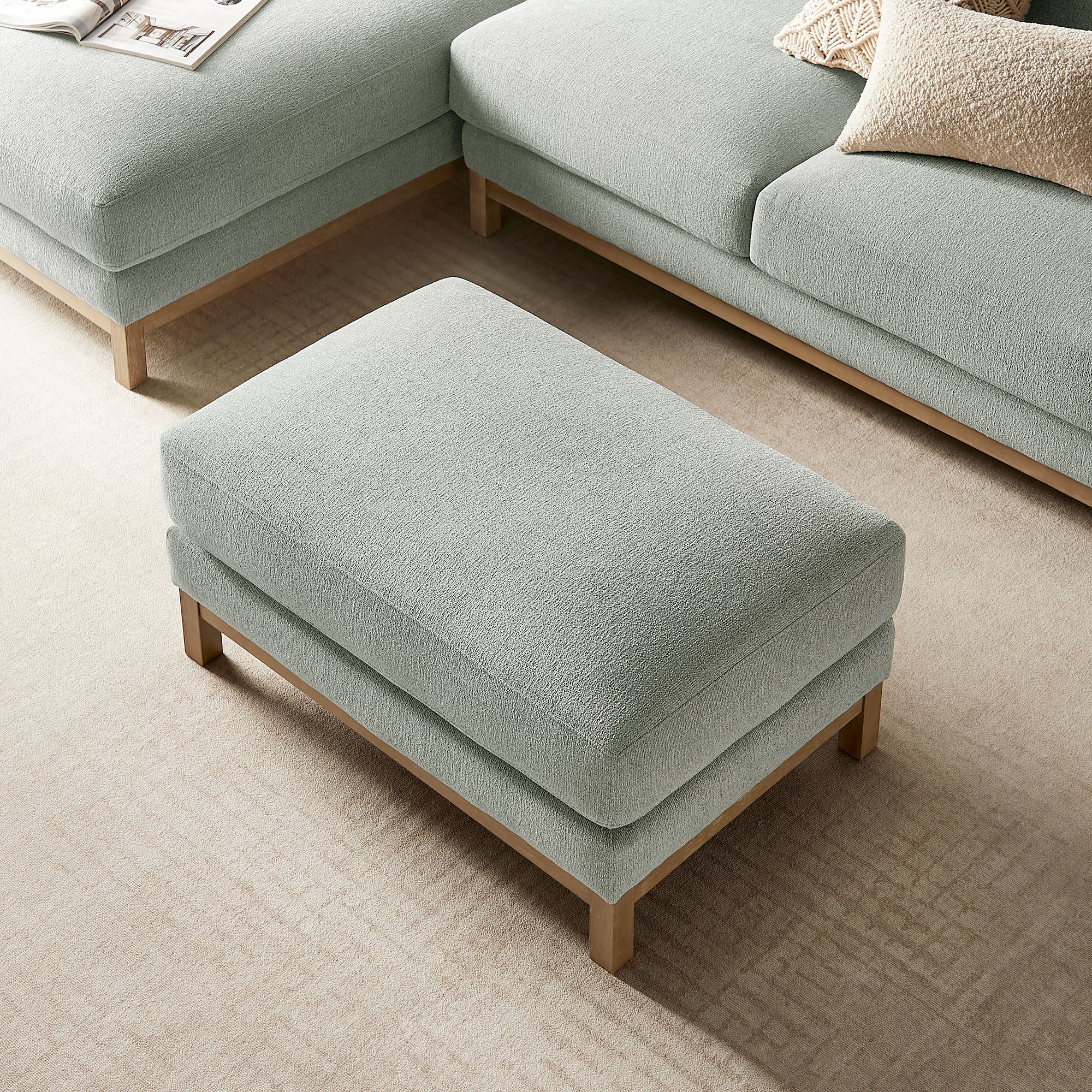 Roscoe Fabric Ottoman, Mist