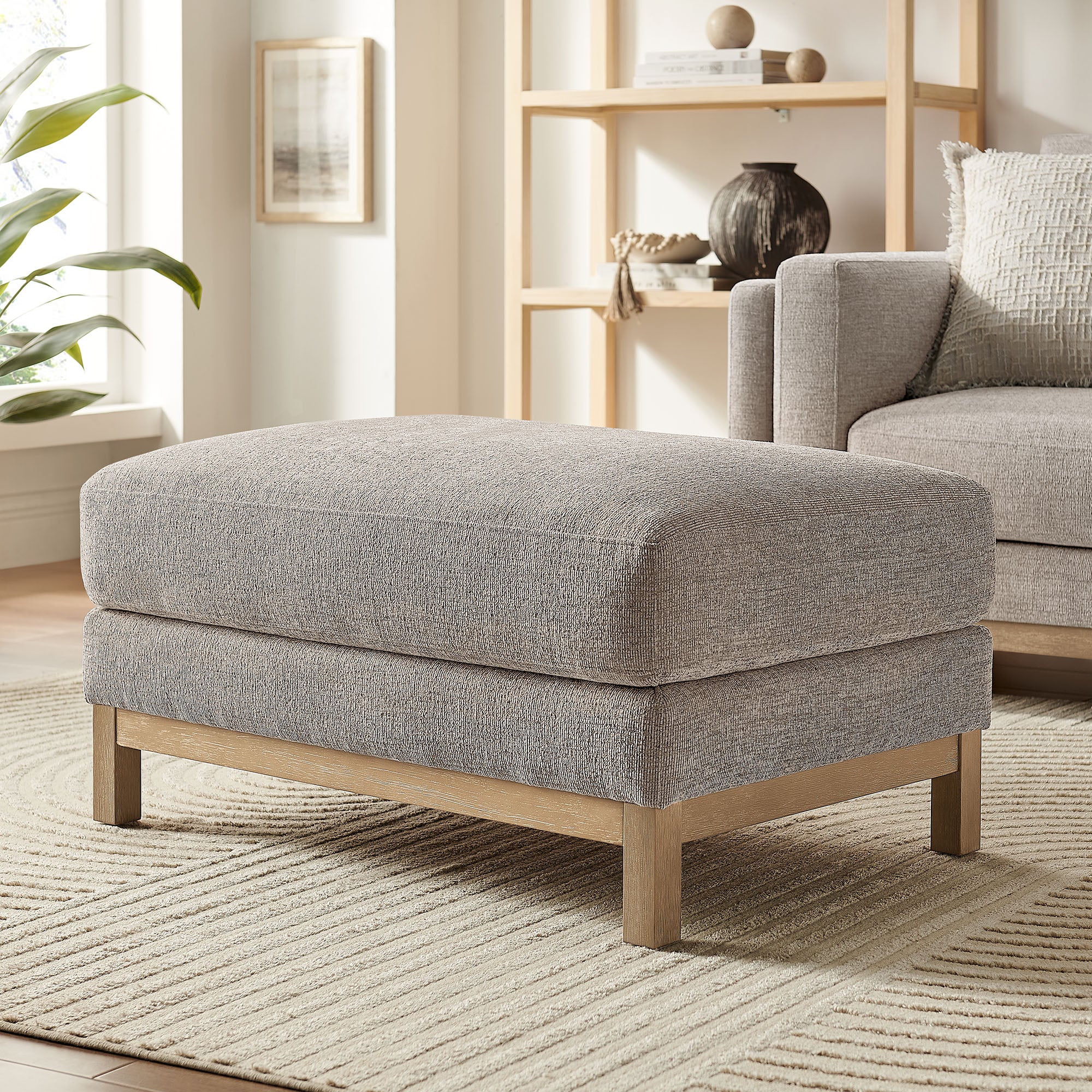 Roscoe Fabric Ottoman, Pewter