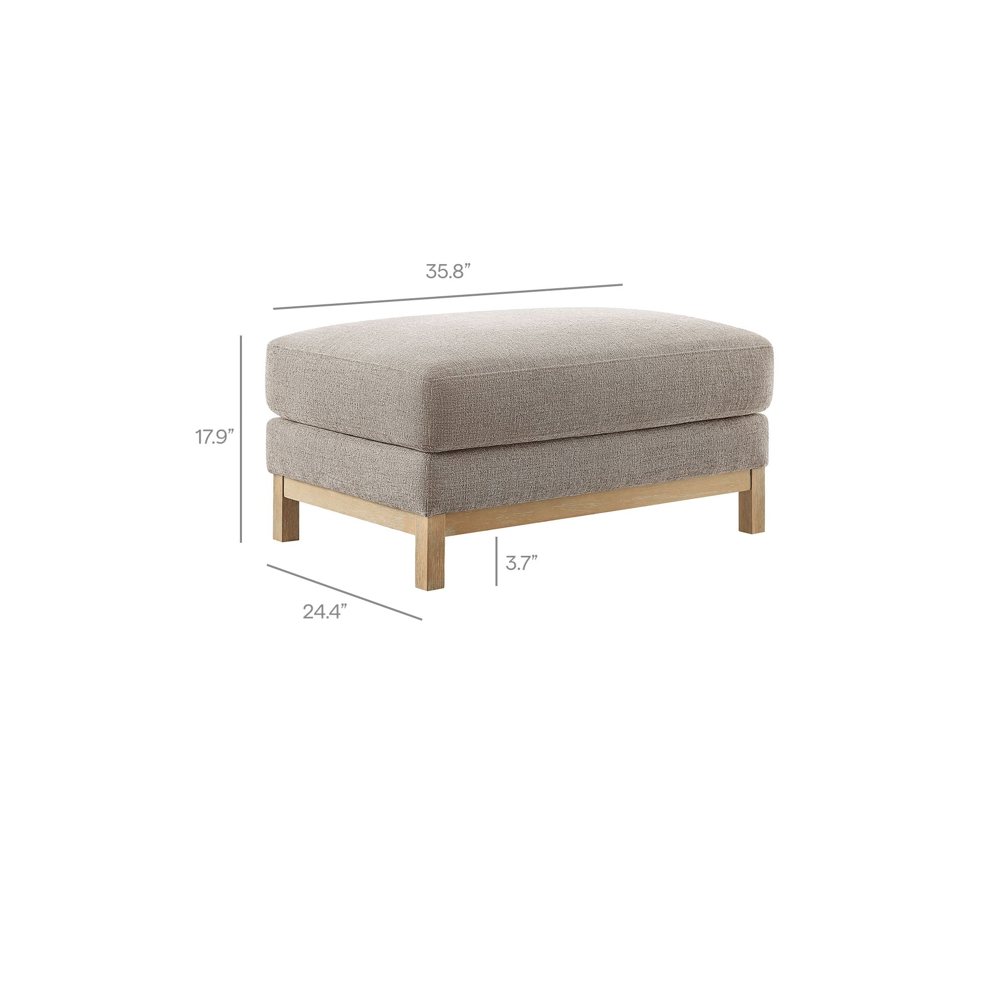Roscoe Fabric Ottoman, Pewter