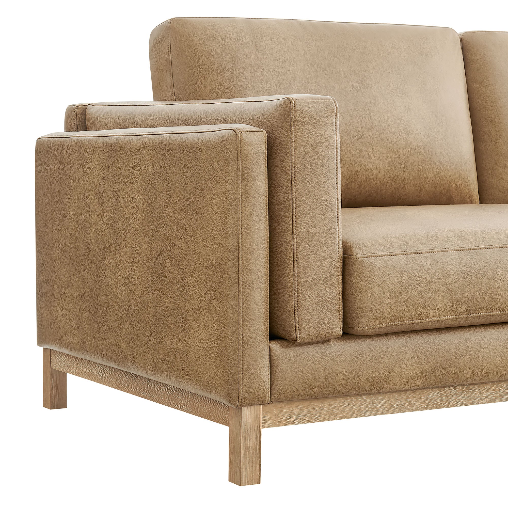 Roscoe 81 inch Vegan Leather Sofa, Toast