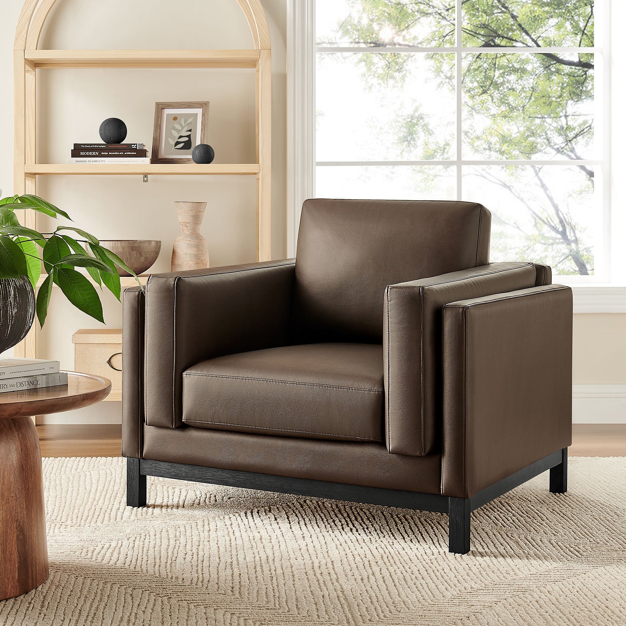 Roscoe Vegan Leather Armchair, Espresso
