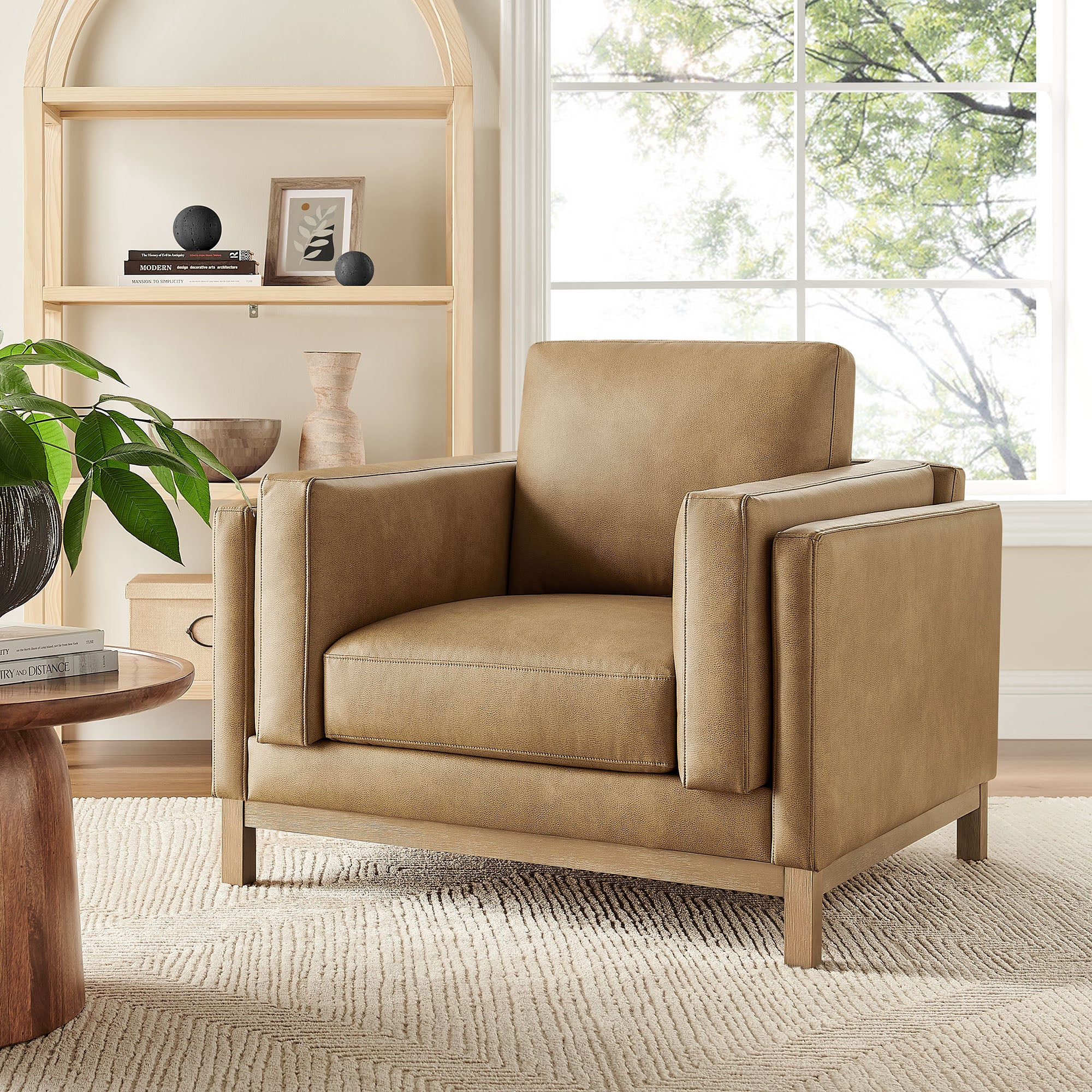 Roscoe Vegan Leather Armchair, Toast