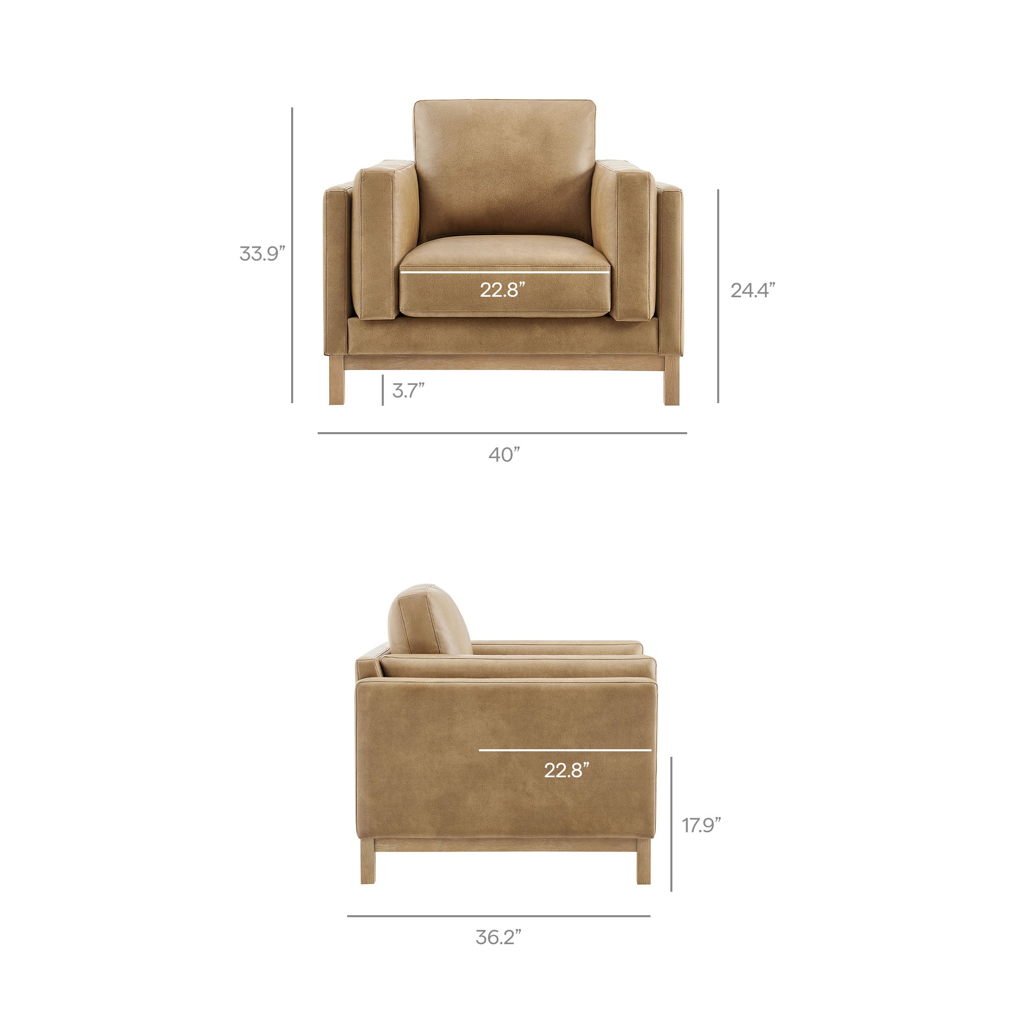 Roscoe Vegan Leather Armchair, Toast