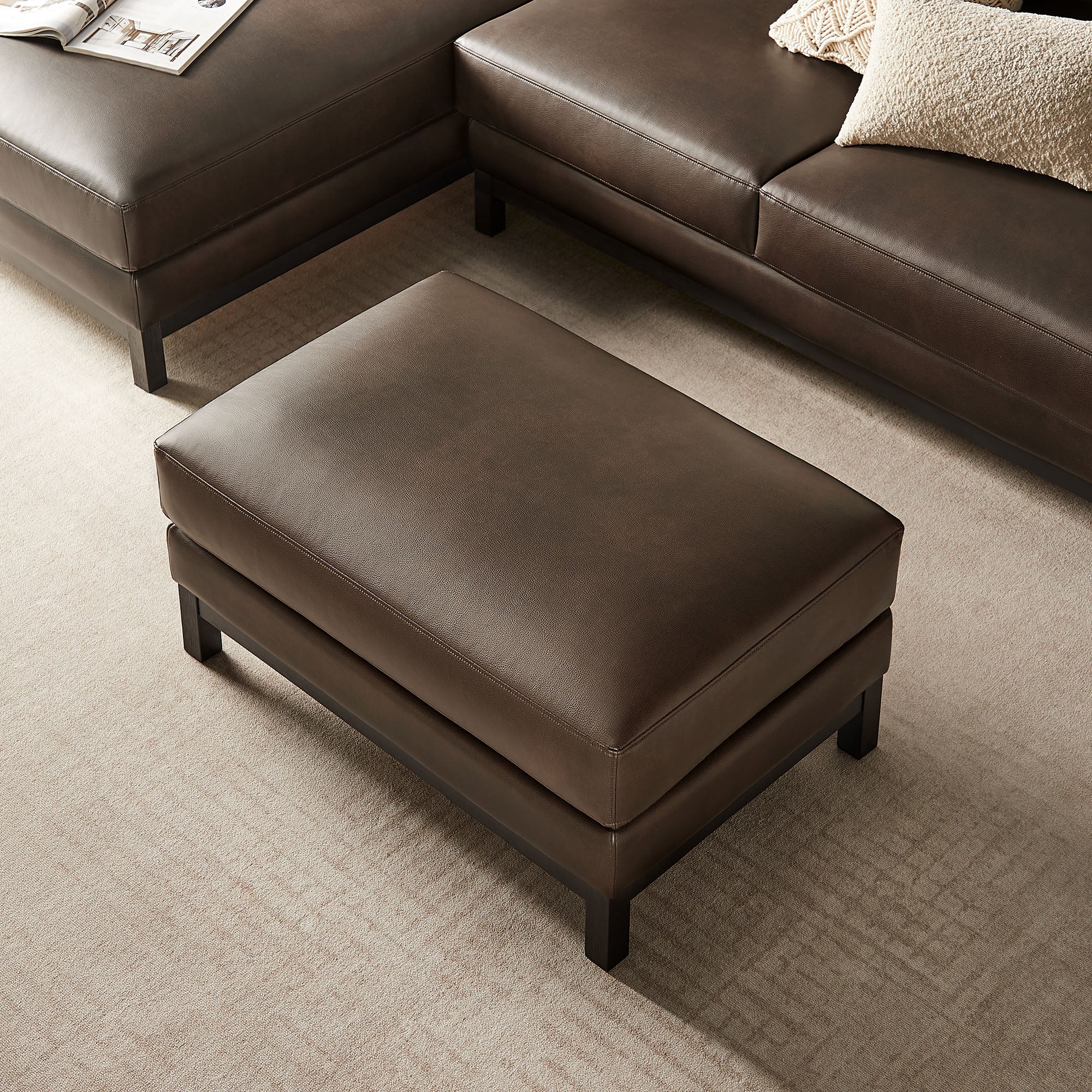 Roscoe Vegan Leather Ottoman, Espresso