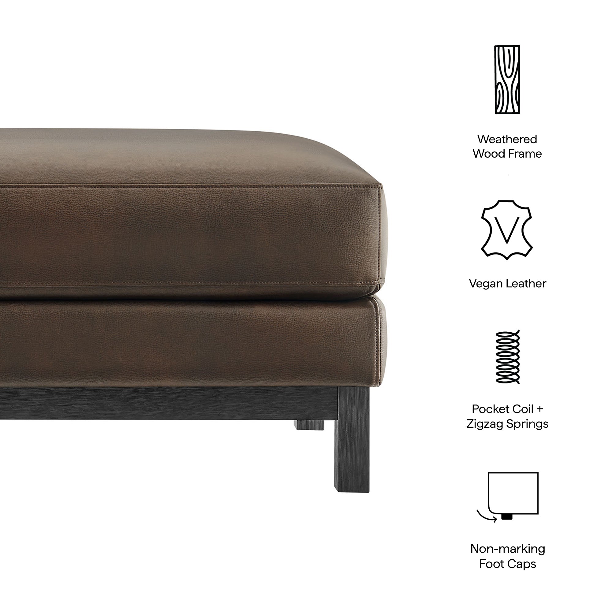 Roscoe Vegan Leather Ottoman, Espresso