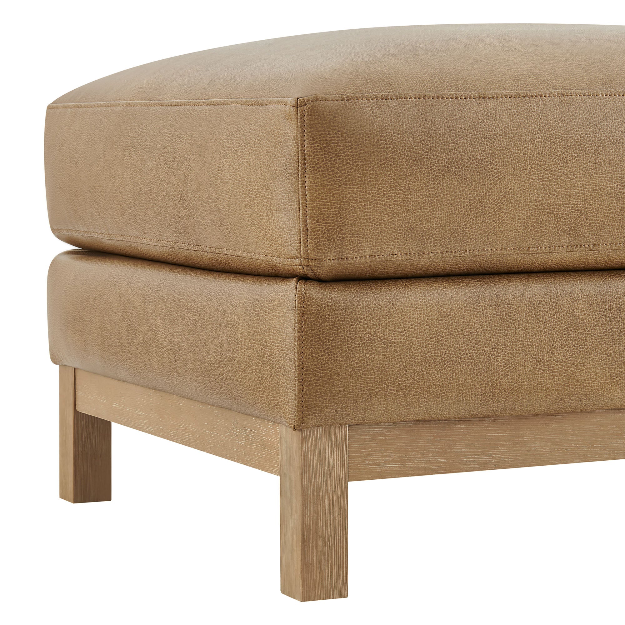 Roscoe Vegan Leather Ottoman, Toast
