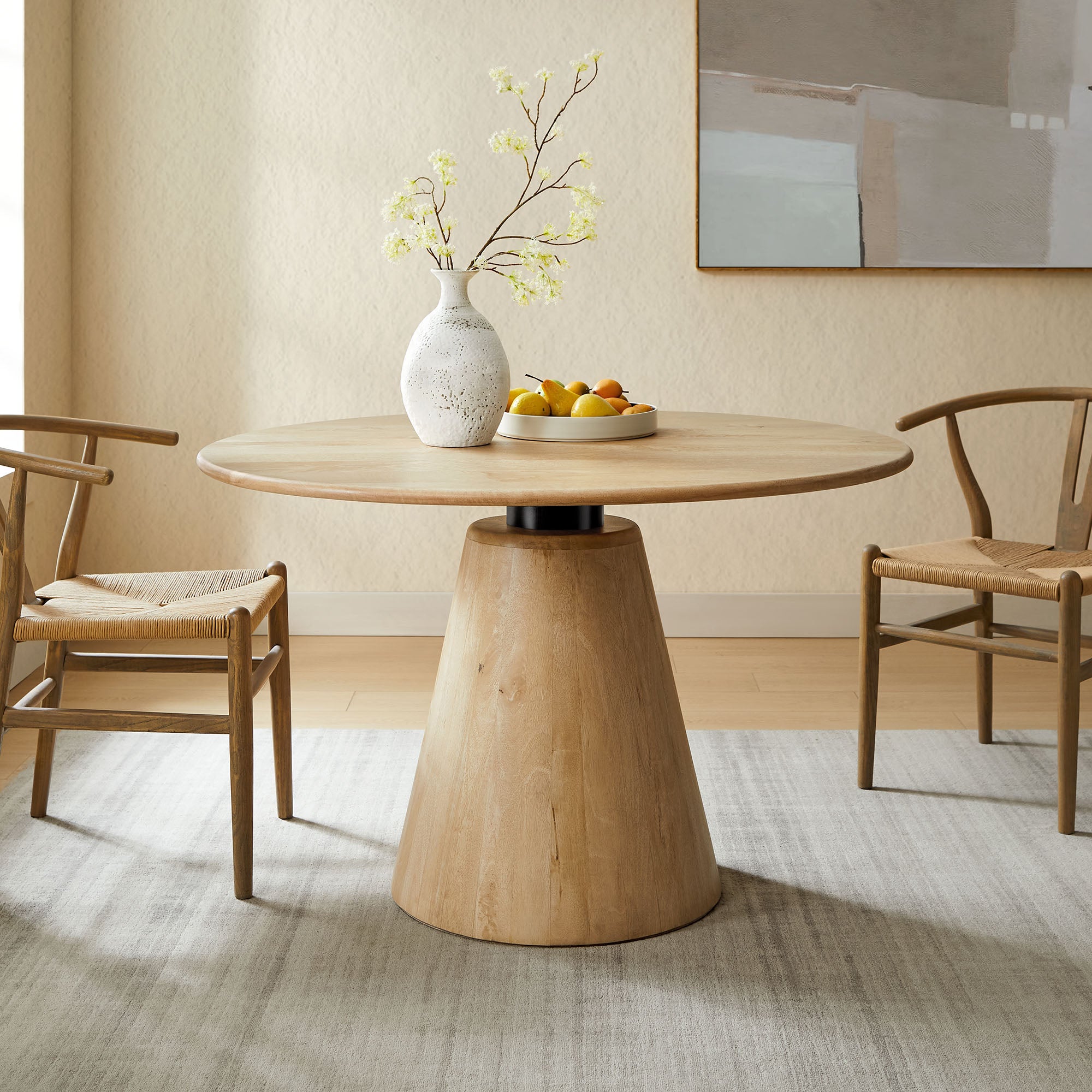 Sabelle 47" Round Wood Dining Table, Natural