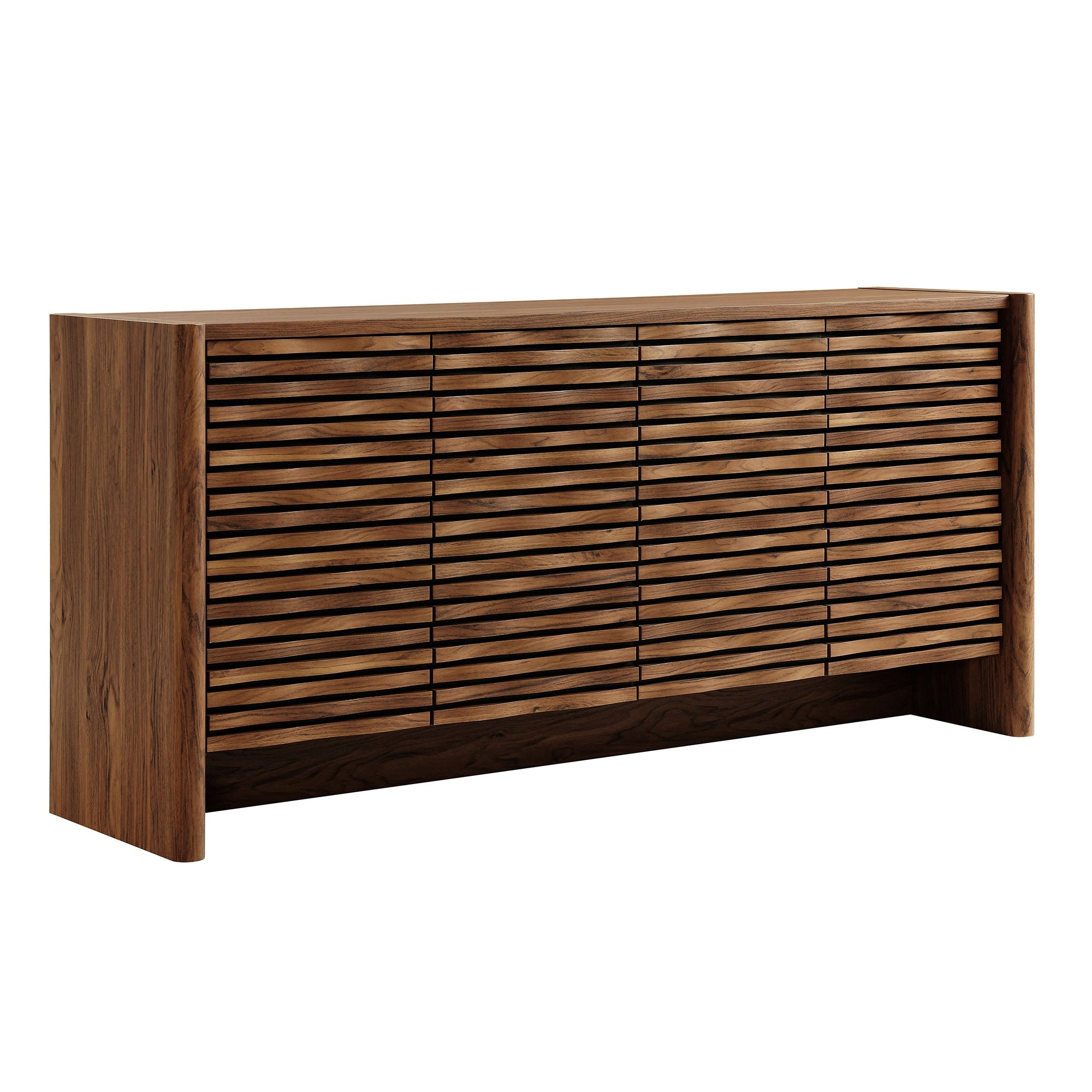 Emric Wave 66" 4-Door Sideboard, Walnut