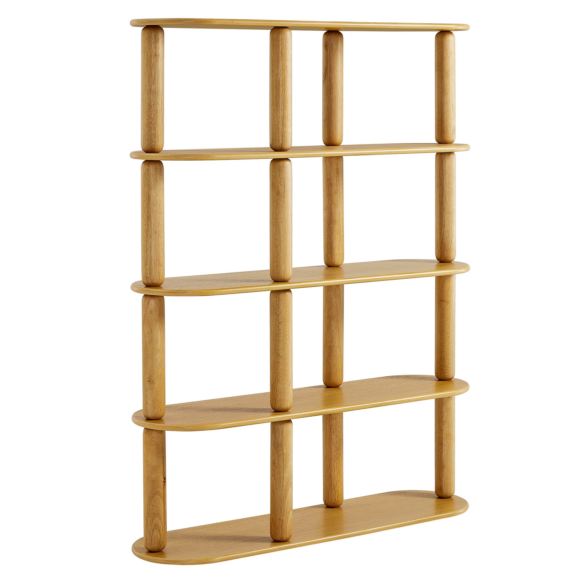 Arcus 4-Tier Oval Wood Bookshelf, Oak