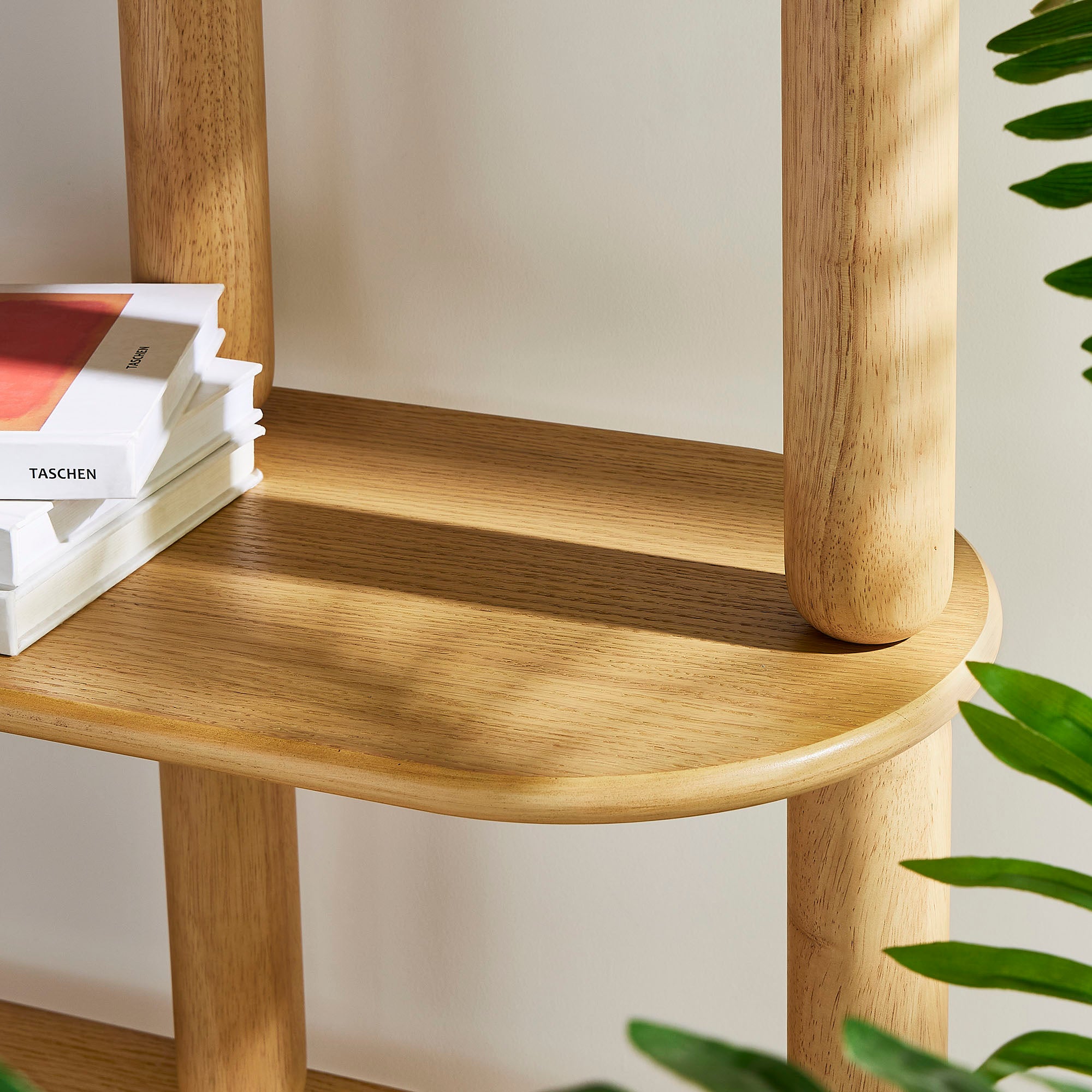 Arcus 4-Tier Oval Wood Bookshelf, Oak