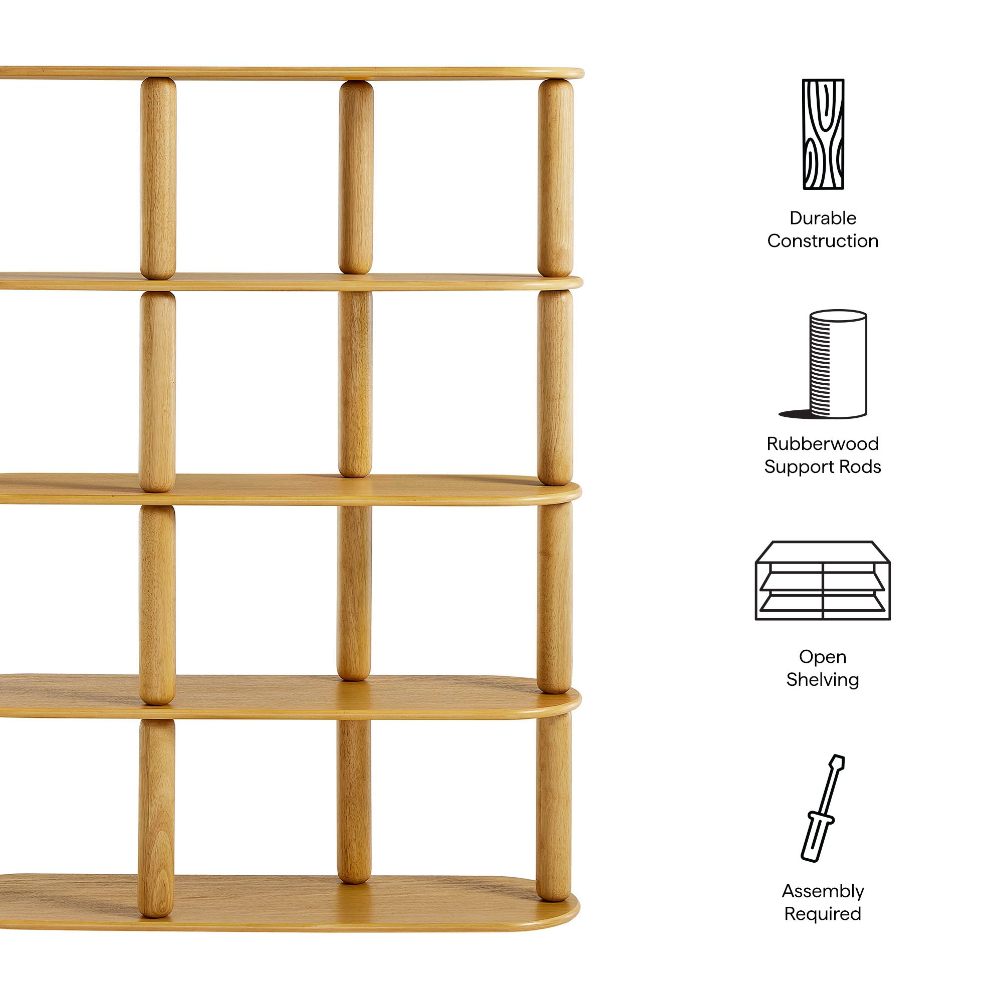 Arcus 4-Tier Oval Wood Bookshelf, Oak