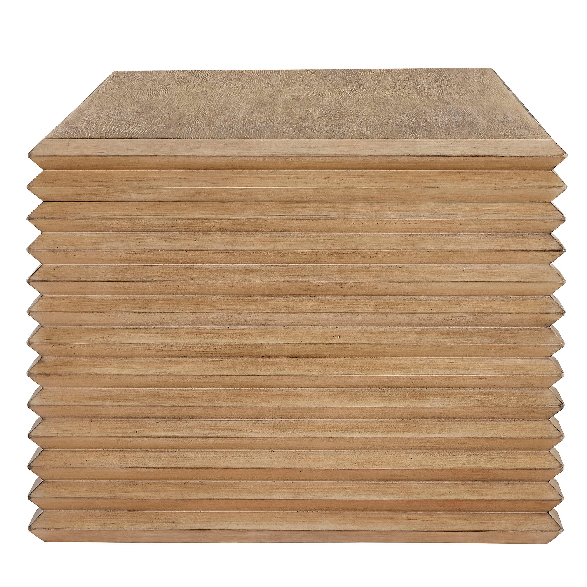 Canto Rectangular Stacked Design Coffee Table, Weathered Oak