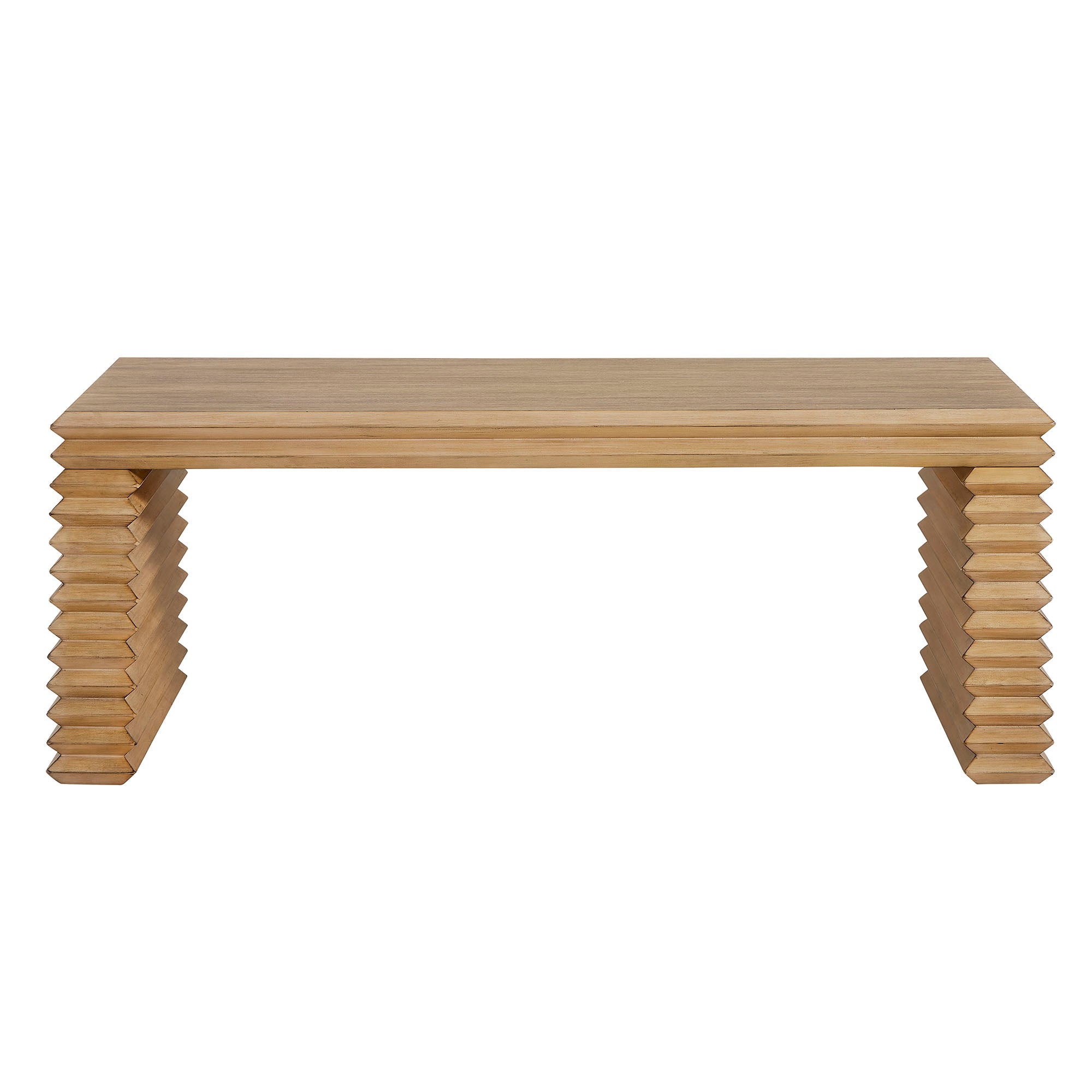 Canto Rectangular Stacked Design Coffee Table, Weathered Oak