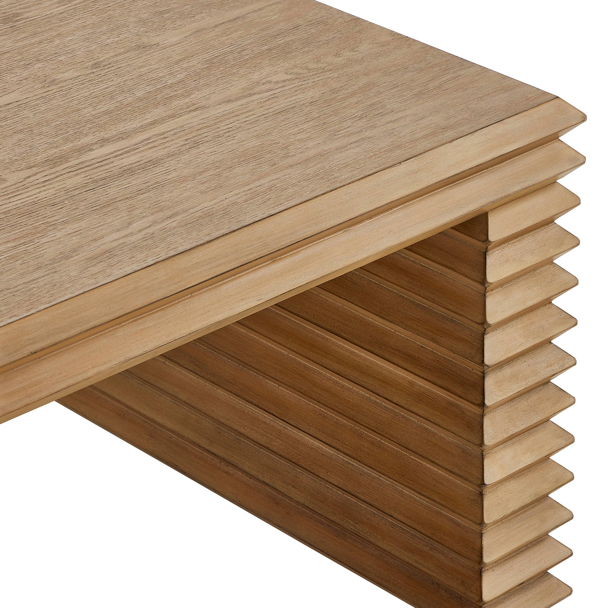 Canto Rectangular Stacked Design Coffee Table, Weathered Oak