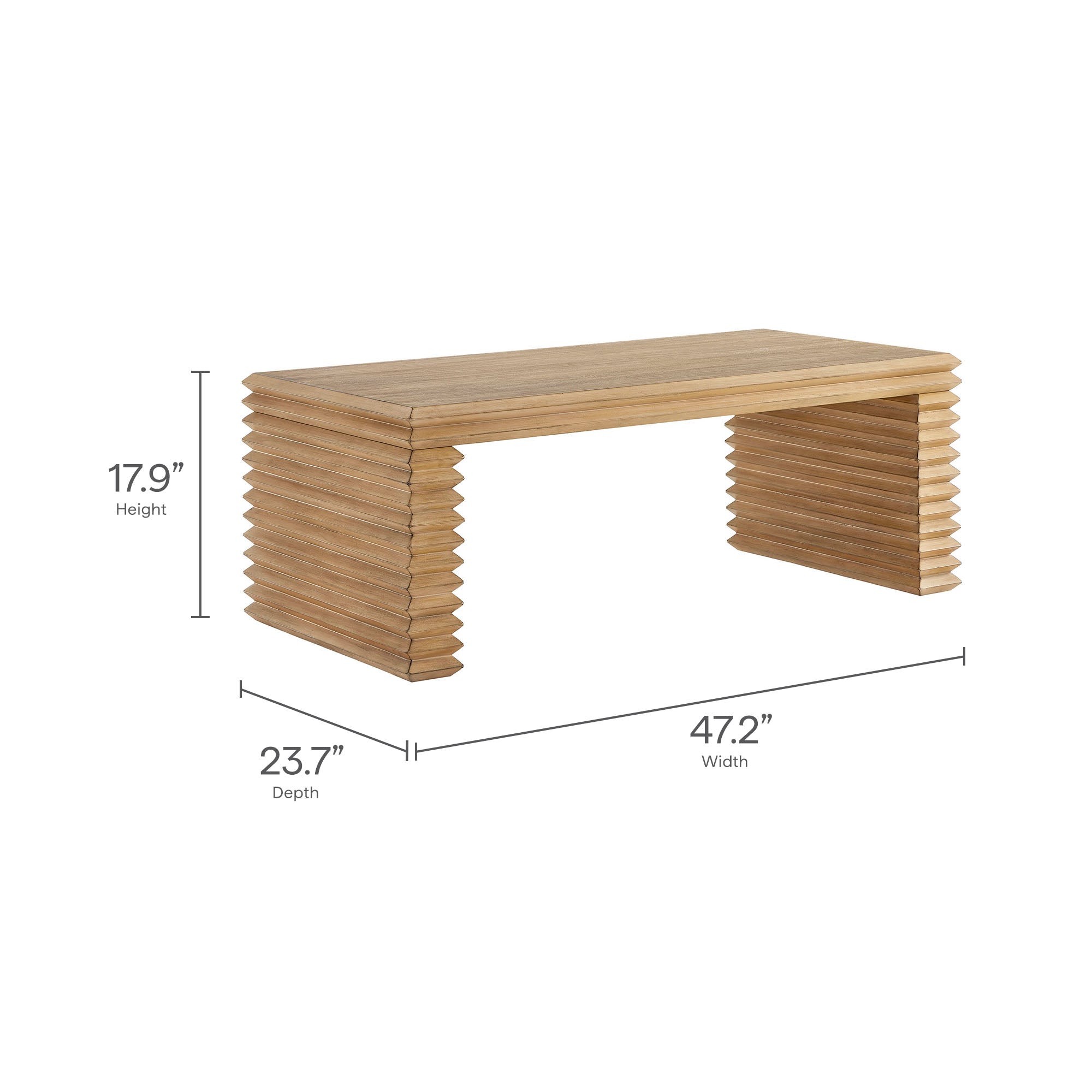 Canto Rectangular Stacked Design Coffee Table, Weathered Oak