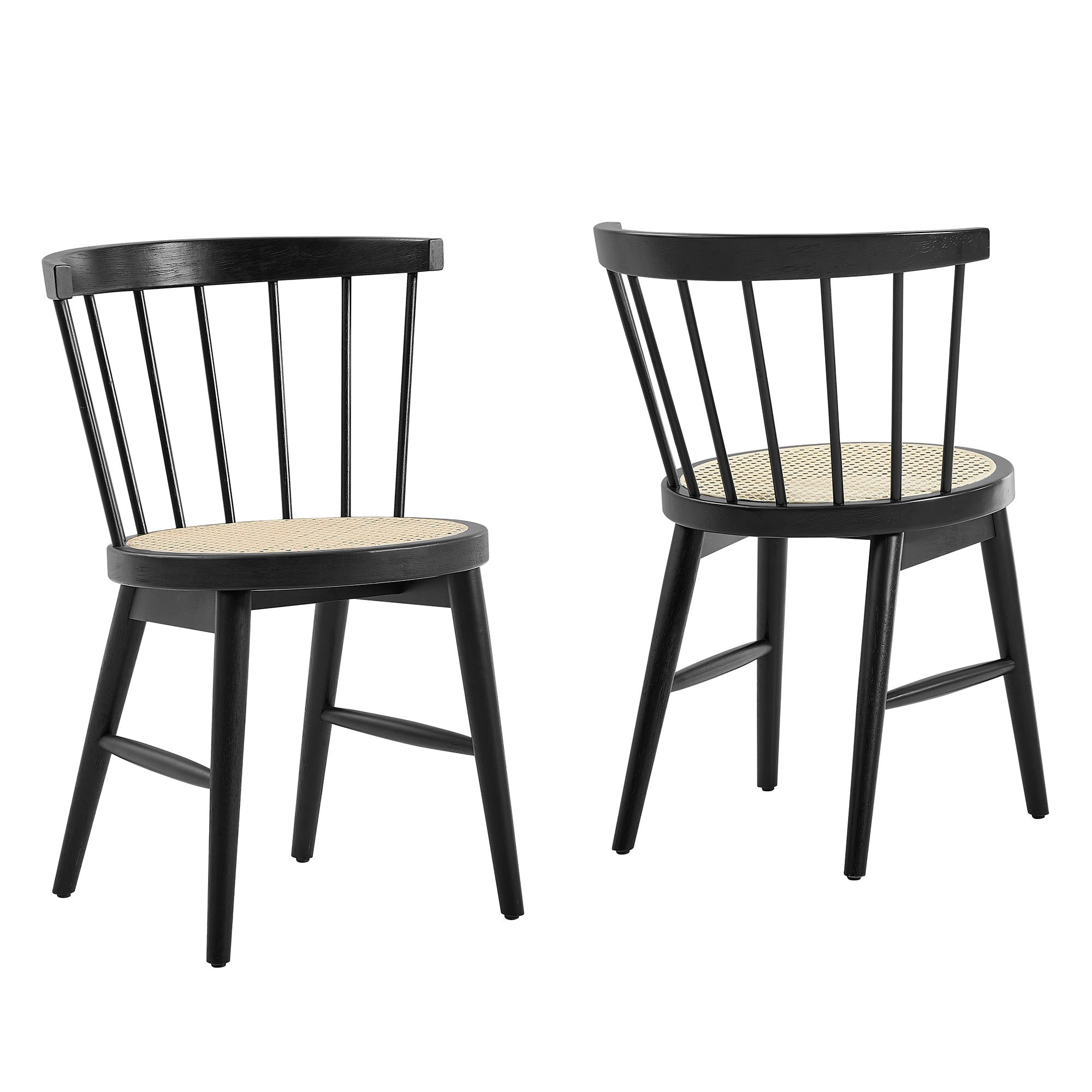 Lykke Curved Spindle Back Dining Chairs Set of 2, Black
