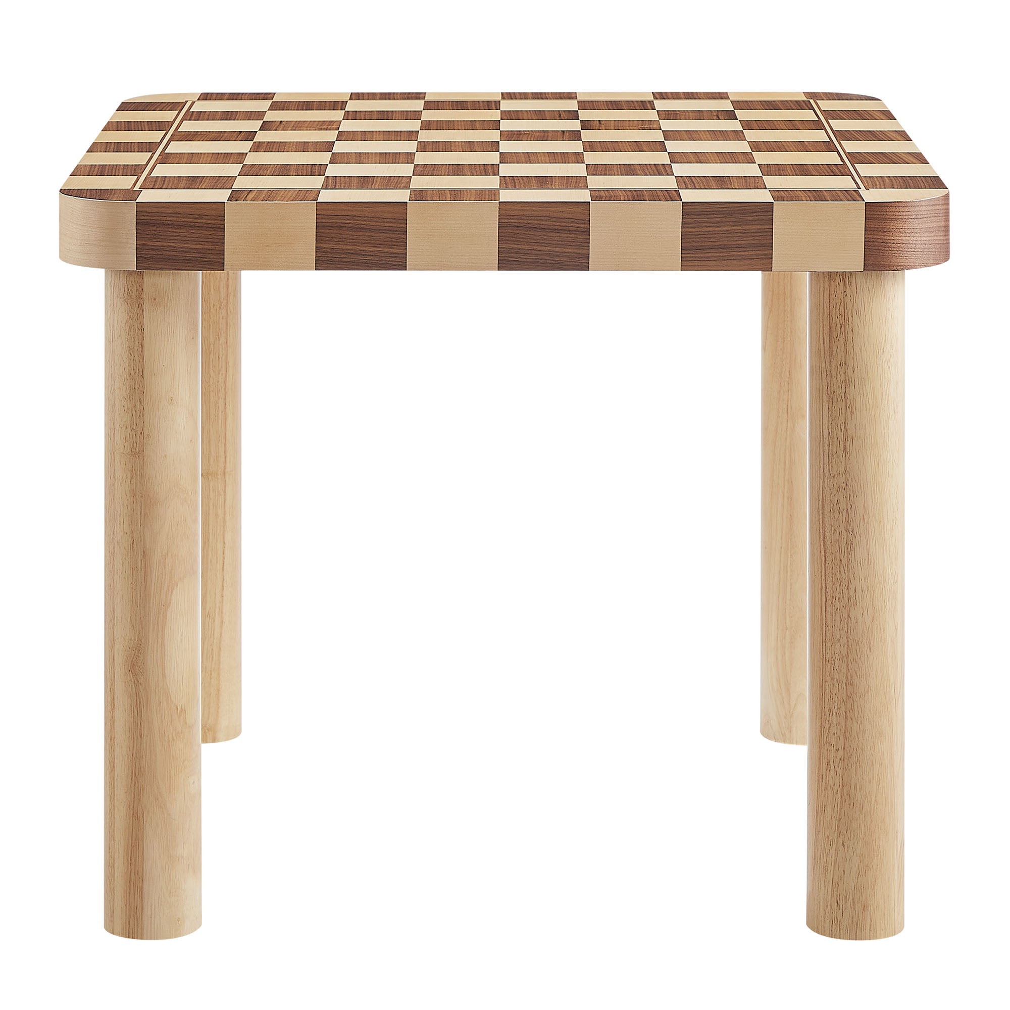 Oscar 36 Inch Square Checkered Dining Table, Oak and Walnut