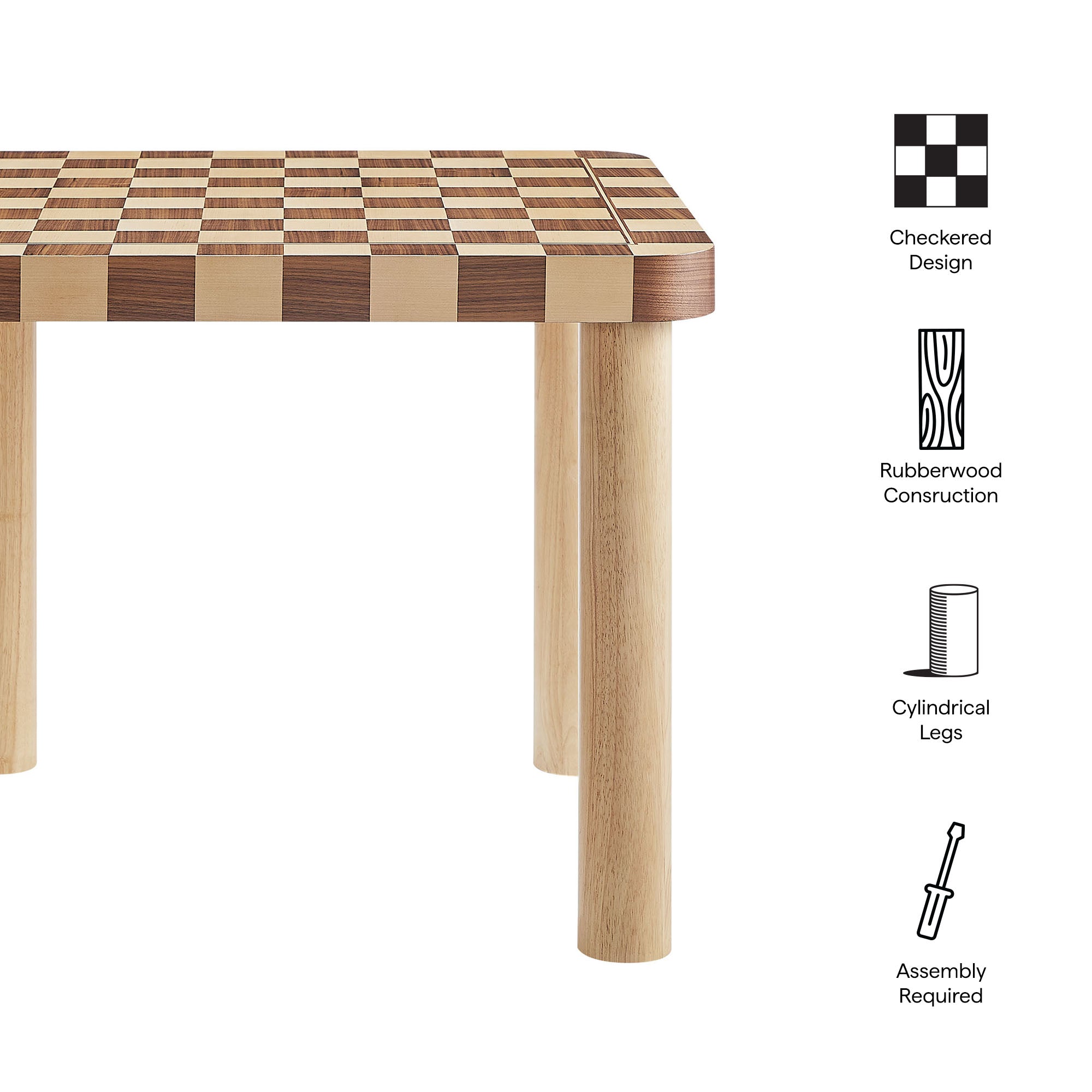 Oscar 36 Inch Square Checkered Dining Table, Oak and Walnut