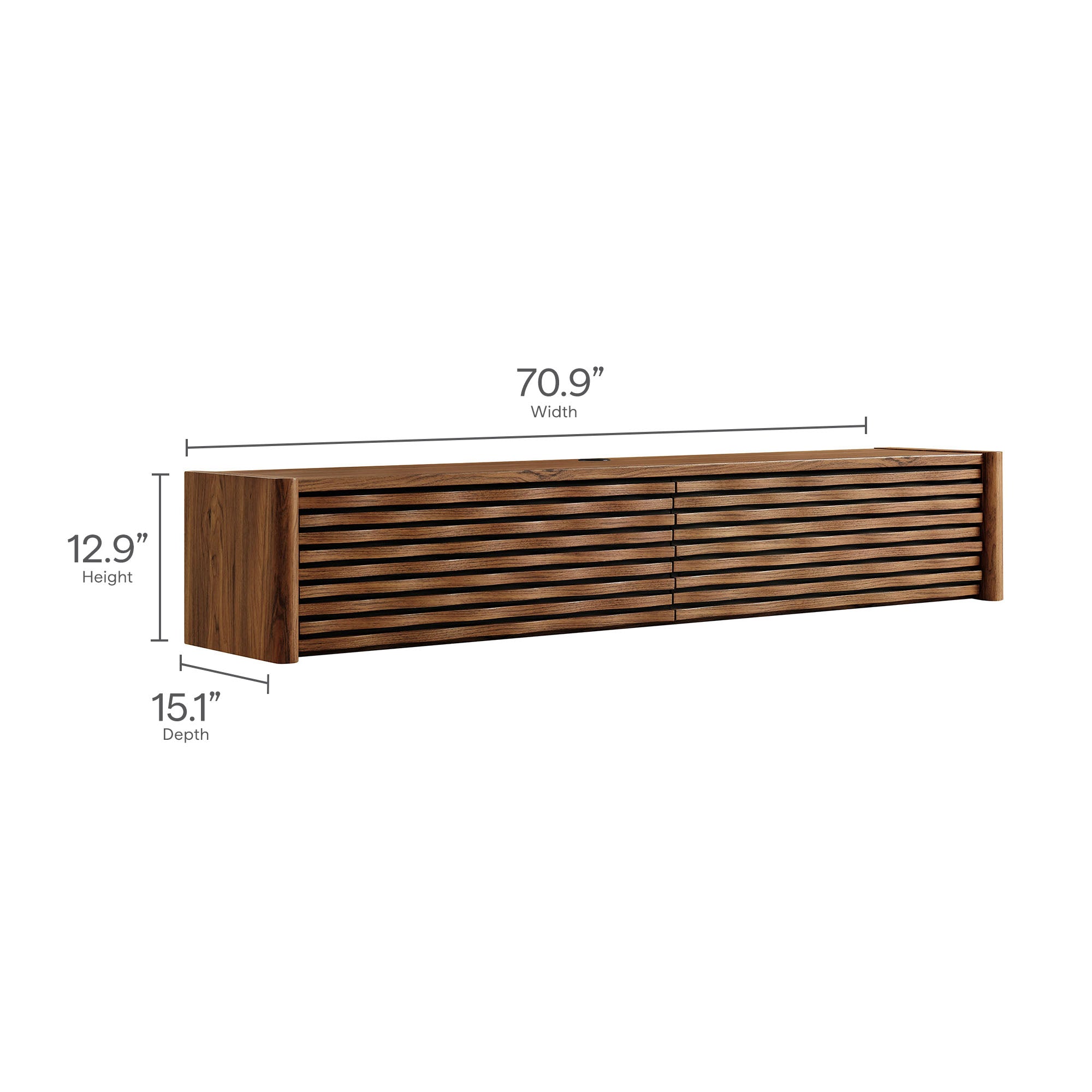 Emric Wave 71" Wall-Mounted TV Cabinet, Walnut